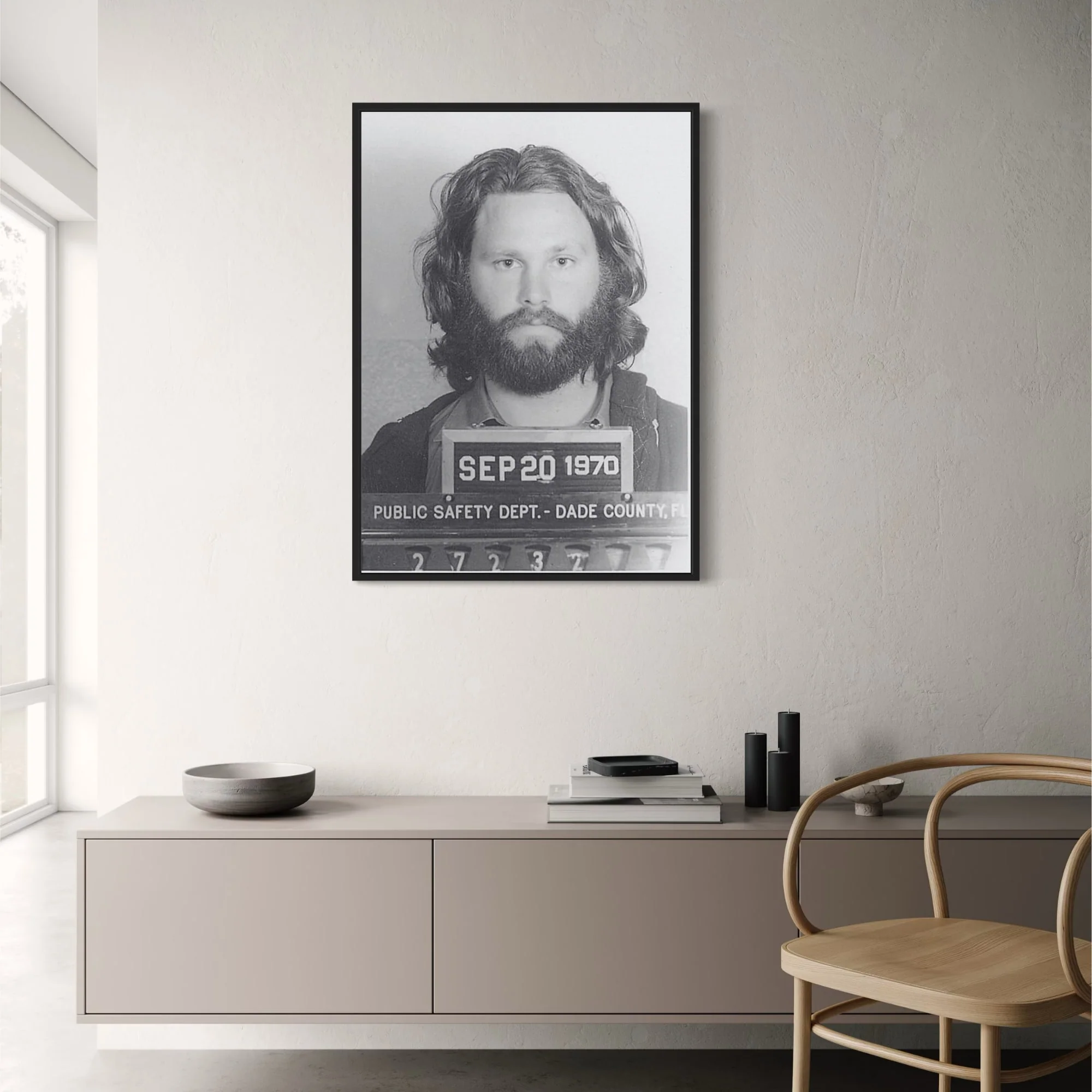 Jim Morrison Mugshot | Vintage Style | Black & White - Image 2