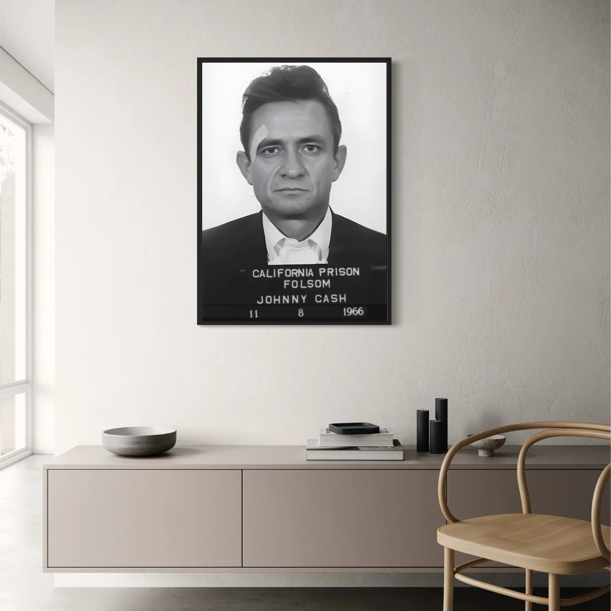 Johnny Cash | B&W Mugshot | Iconic Music Legend - Image 2