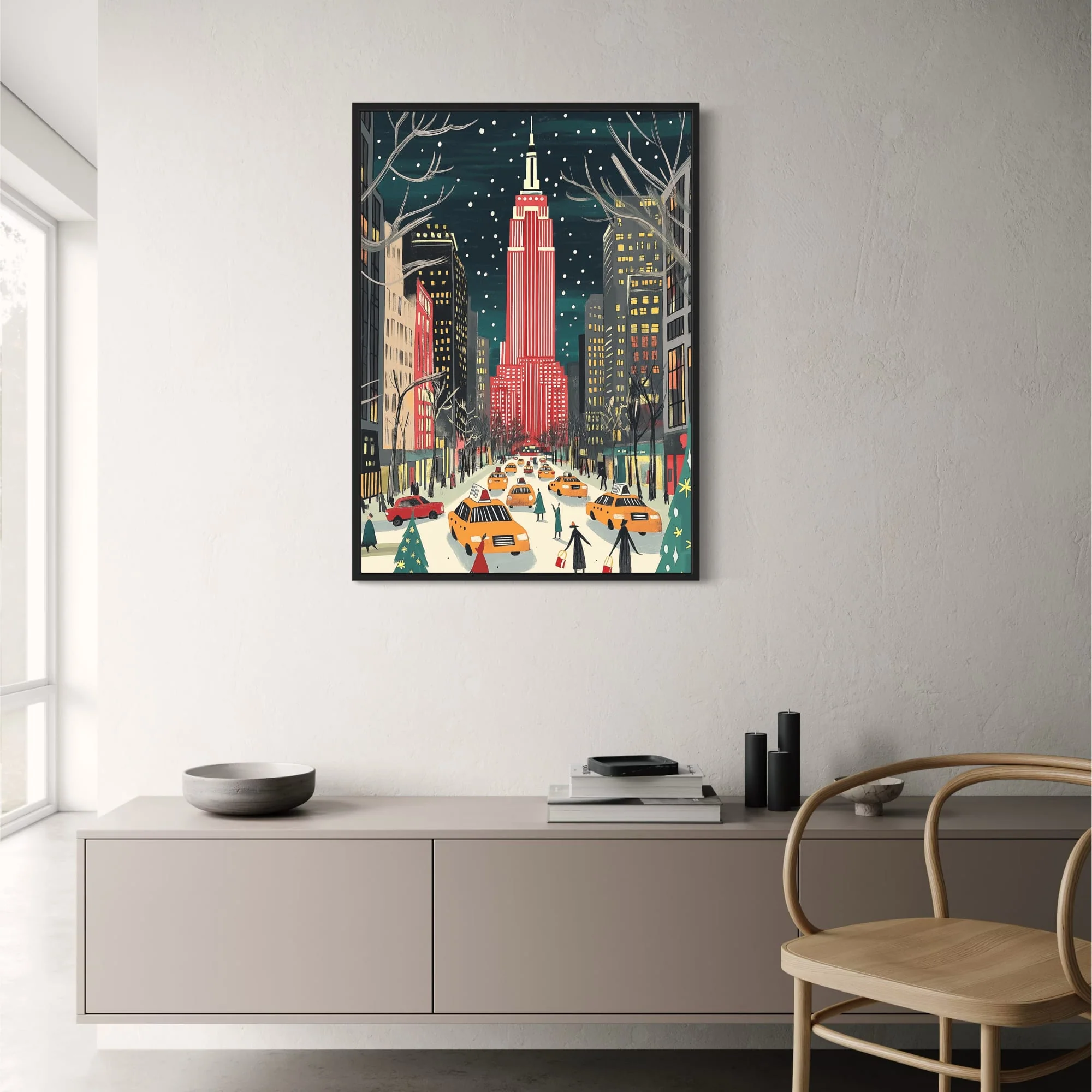 Empire State Building | Festive Red & White Cityscape - Image 2