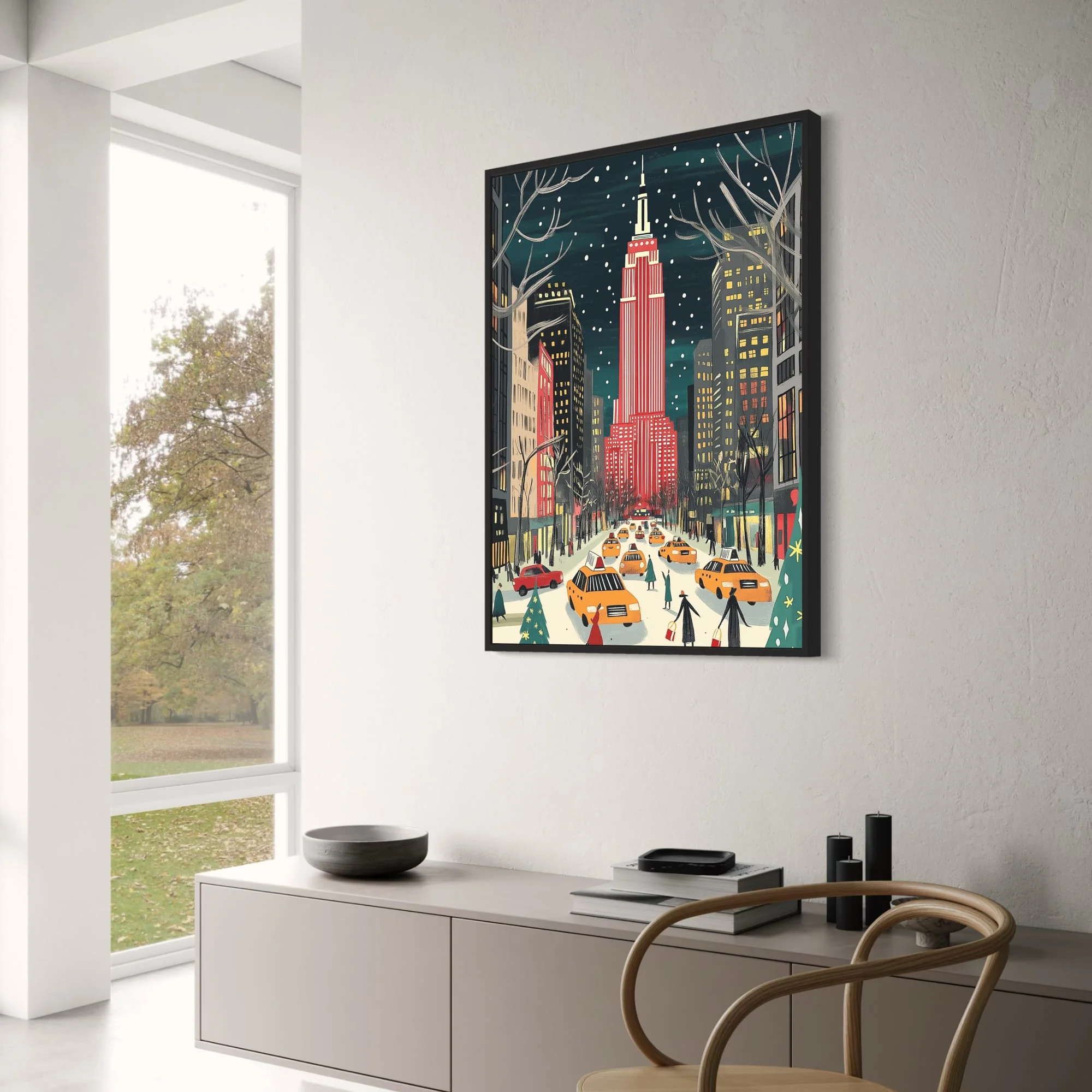 Empire State Building | Festive Red & White Cityscape - Image 3