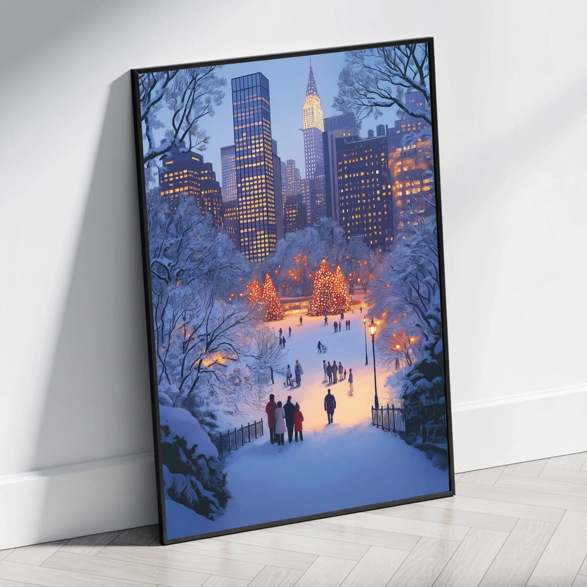 Winter Cityscape | Twilight Skyscrapers | Festive Ice Skating - Image 4