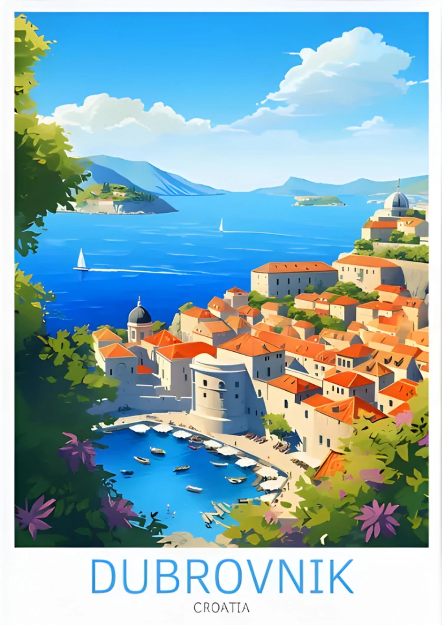 Old Port of Dubrovnik | Coastal Landscape | Croatia Travel Art - Image 4