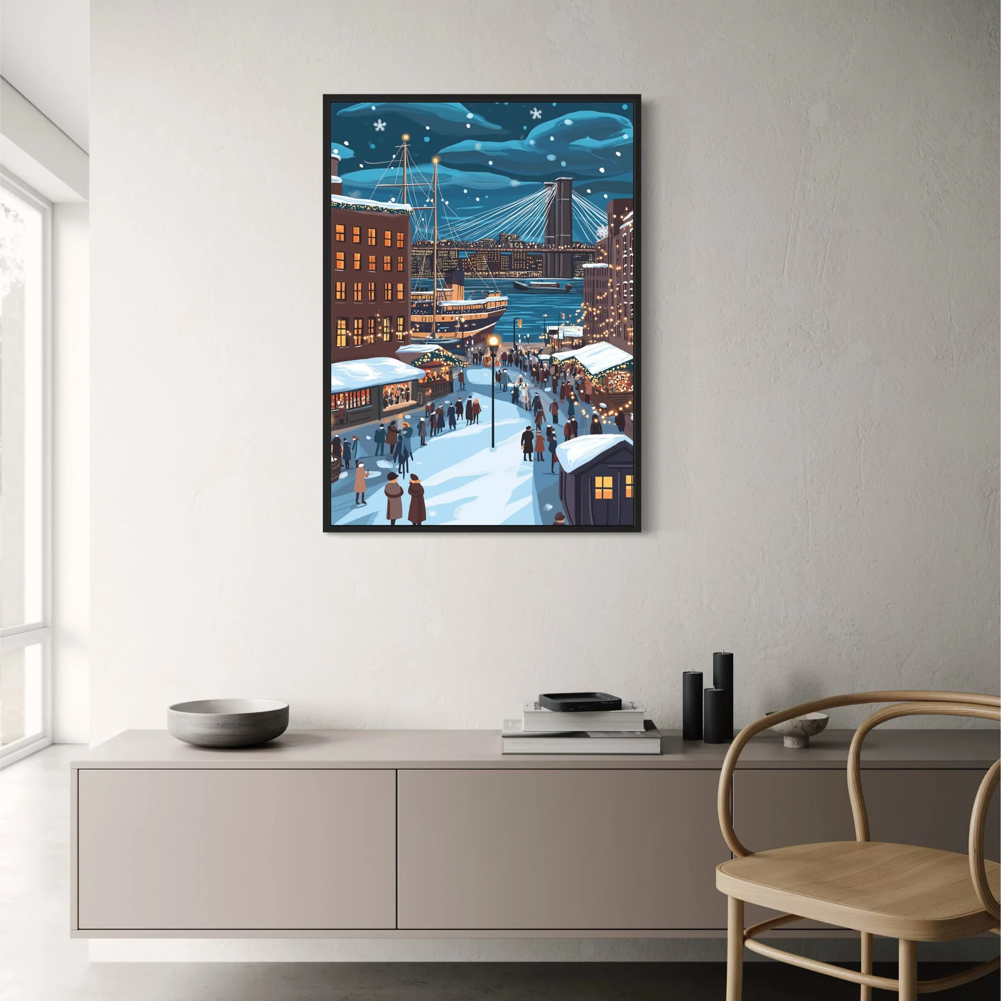Festive Winter Cityscape | Snow-Covered Streets - Image 2