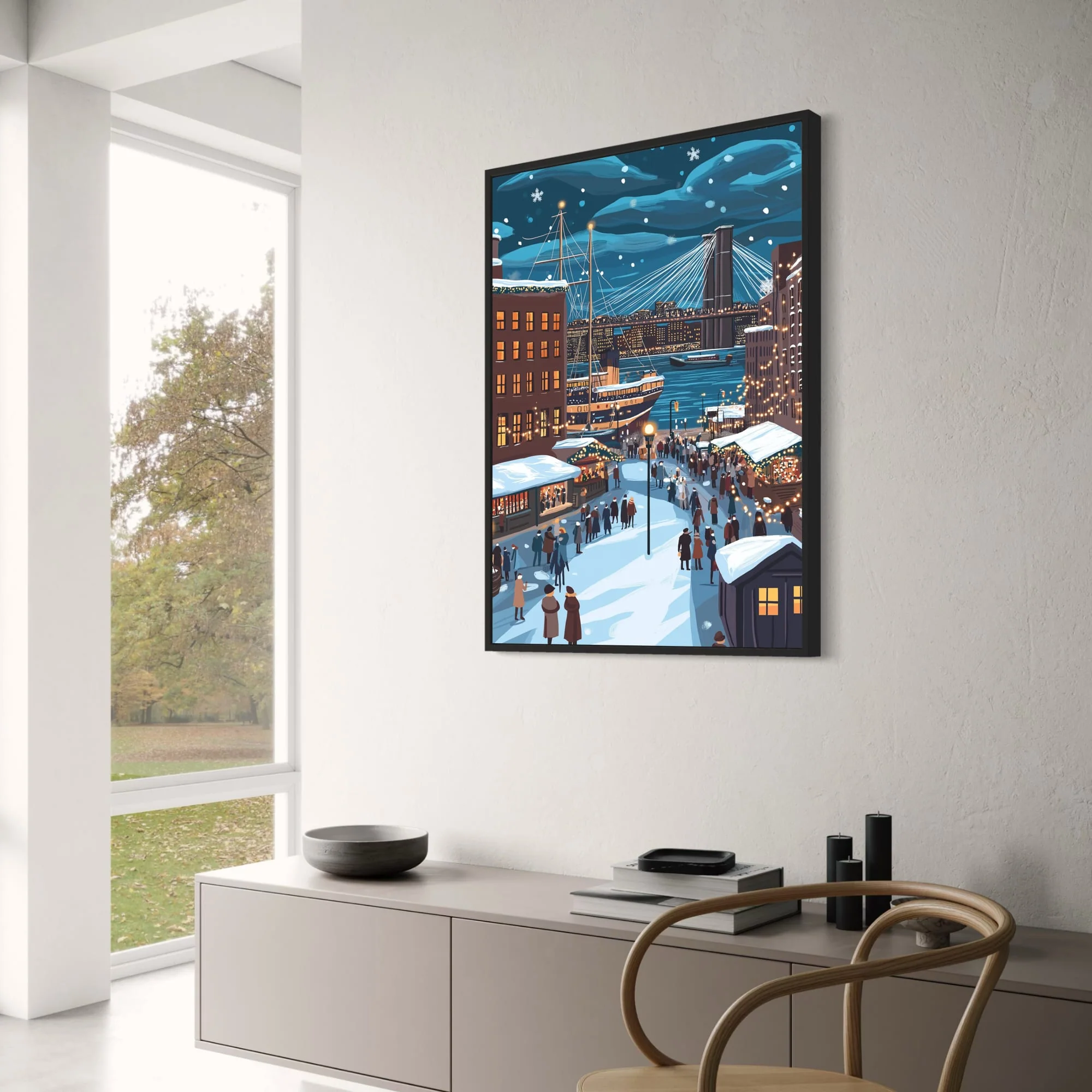 Festive Winter Cityscape | Snow-Covered Streets - Image 3