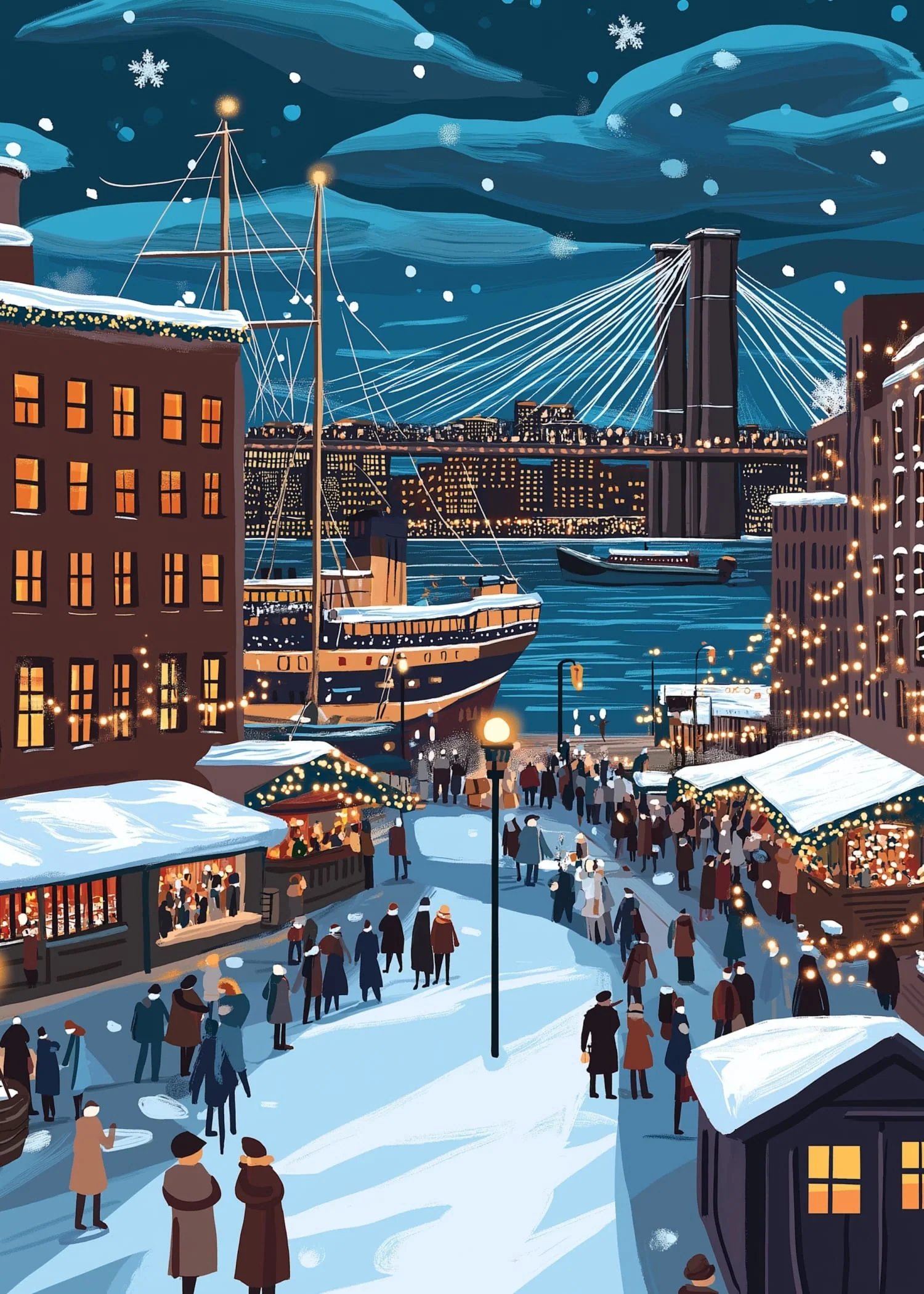Festive Winter Cityscape | Snow-Covered Streets - Image 4