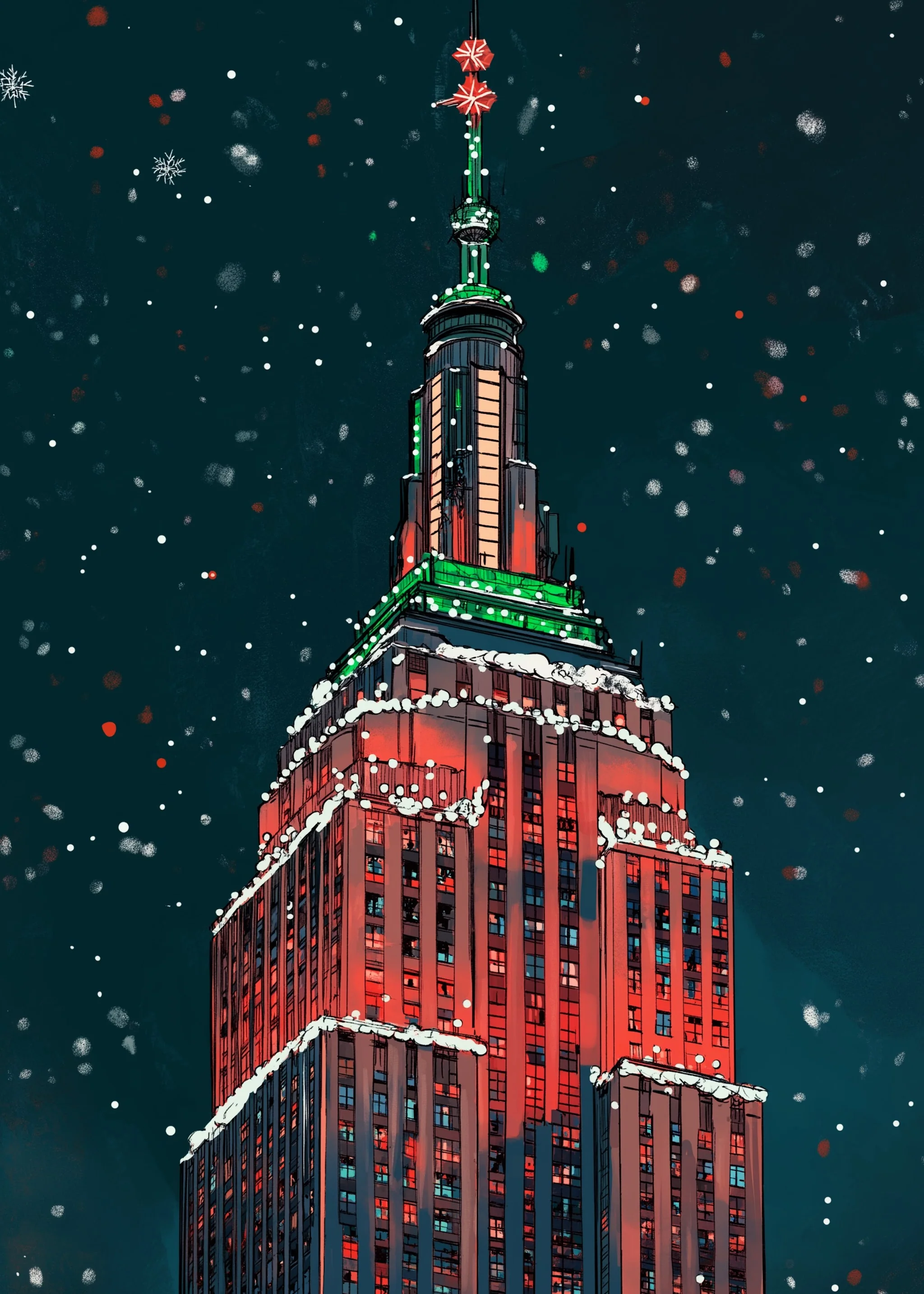 Holiday Skyscraper | Art Deco | Festive Winter Night - Image 5