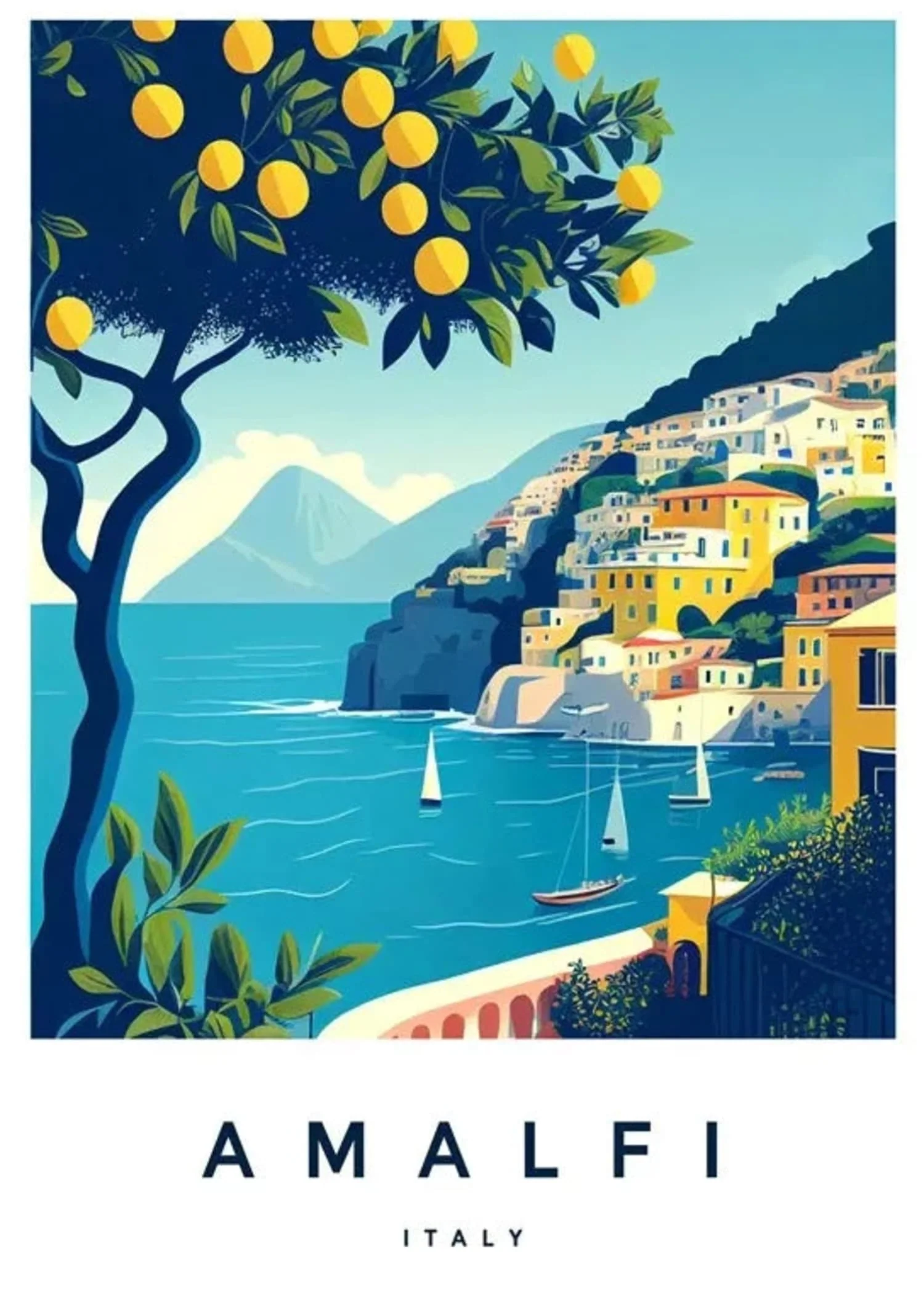 Amalfi Coast Vintage Scenic | Italian Seaside Decor - Image 4