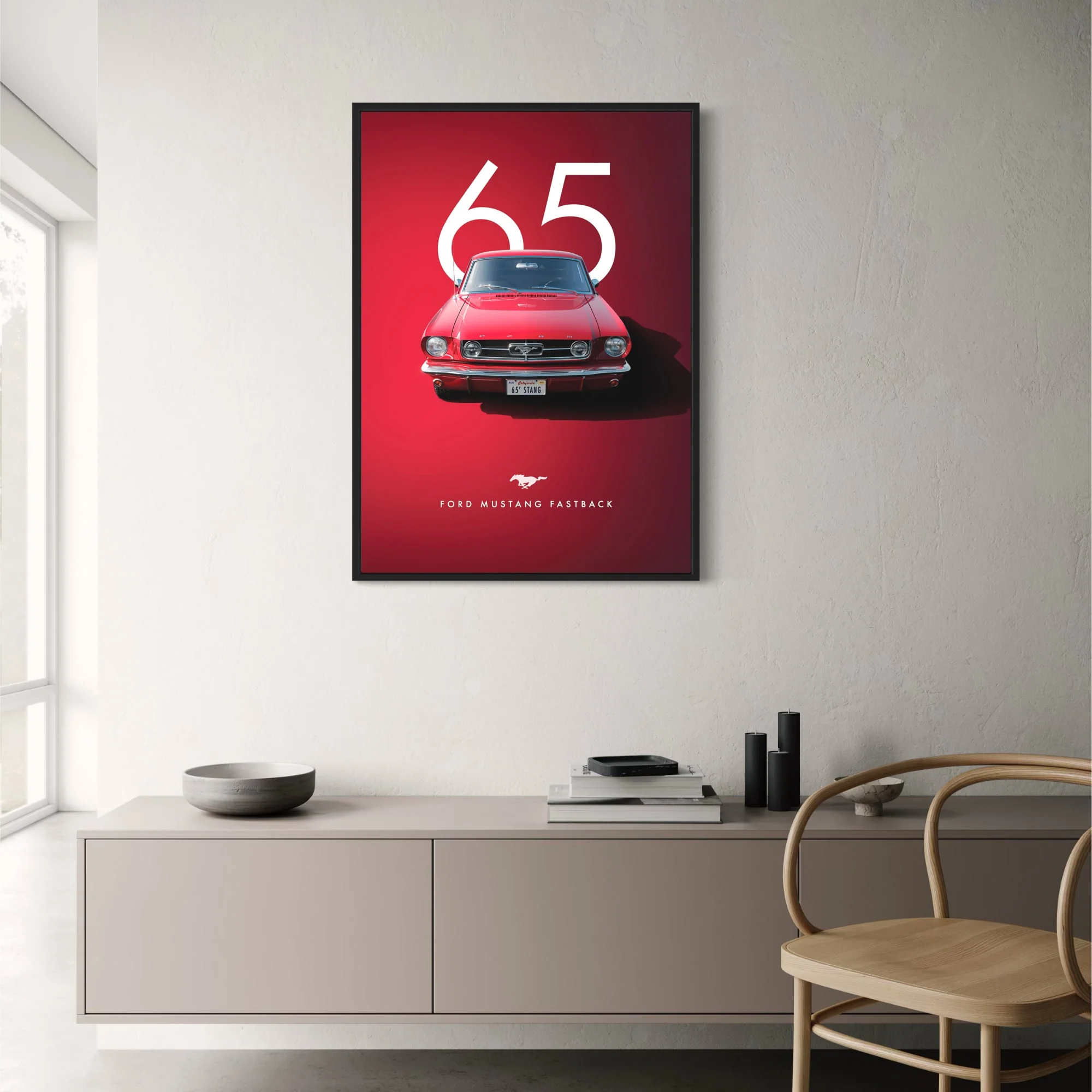 1965 Ford Mustang Fastback | Classic Retro Car | Bold Red - Image 2