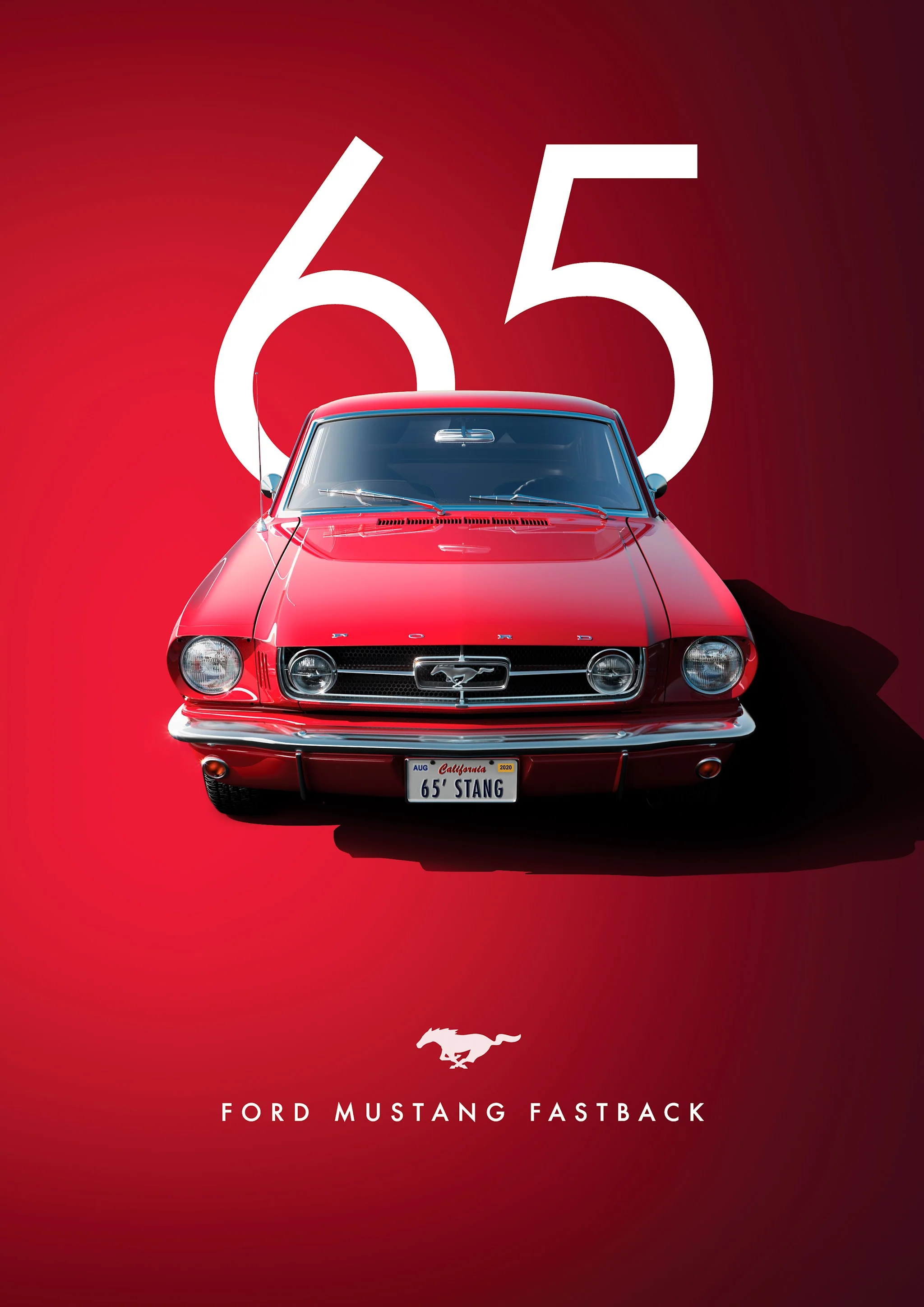 1965 Ford Mustang Fastback | Classic Retro Car | Bold Red - Image 4