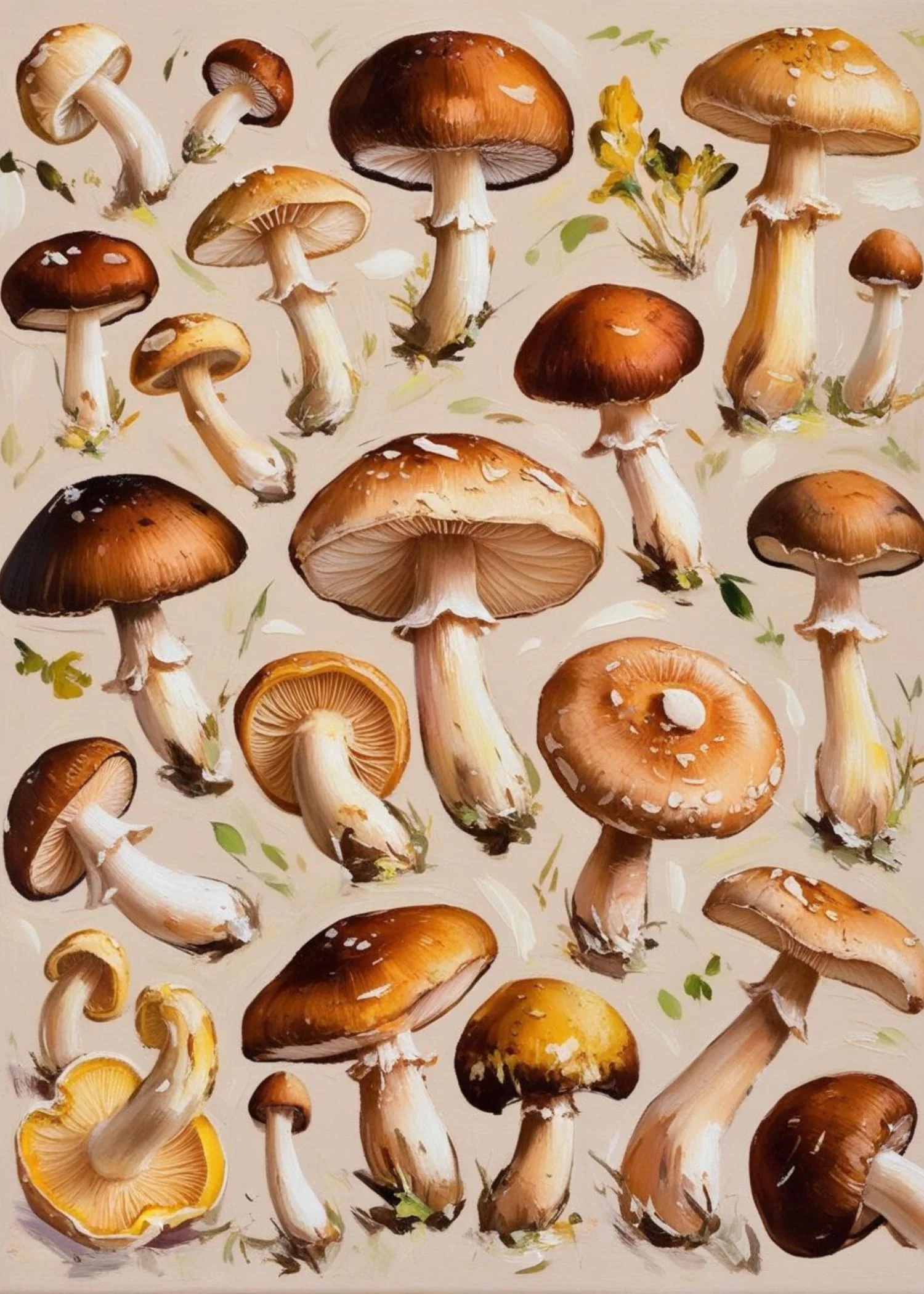 Diverse Mushroom Species | Illustrated Botanical Art - Image 4
