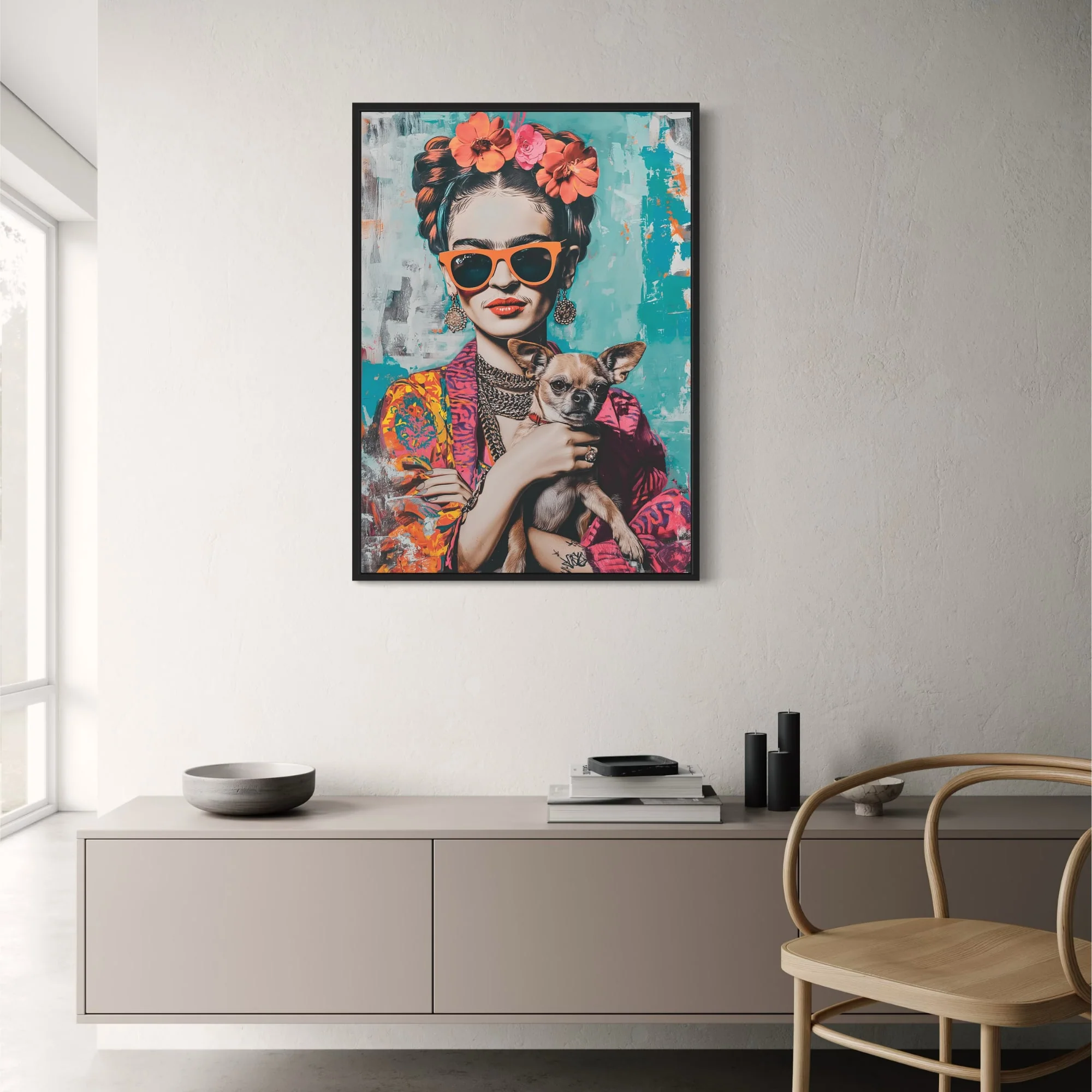 Frida Kahlo Style | Chihuahua Portrait | Colorful Artwork - Image 2
