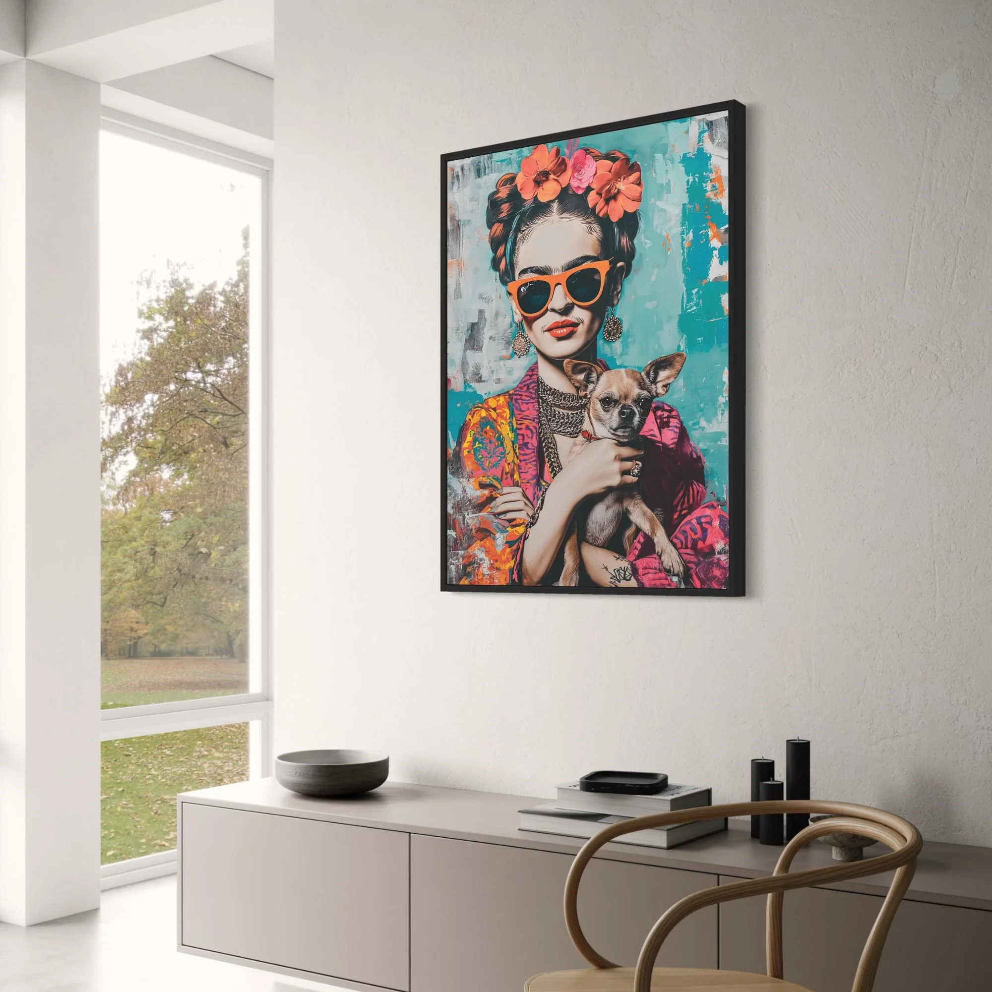 Frida Kahlo Style | Chihuahua Portrait | Colorful Artwork - Image 3
