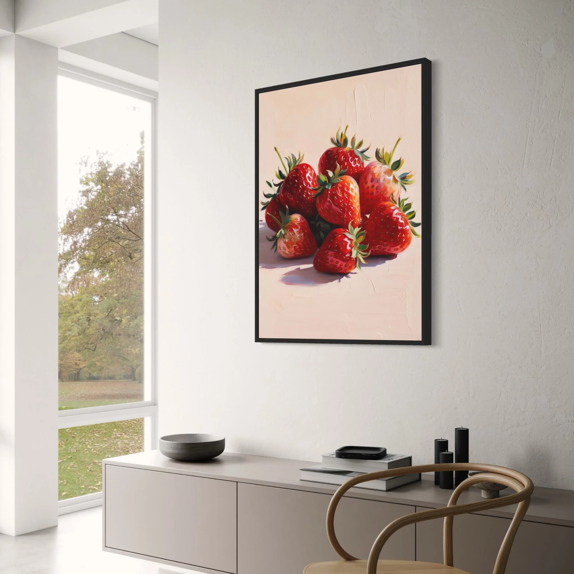 Strawberry Art | Botanical-Style | Vibrant Red - Image 3