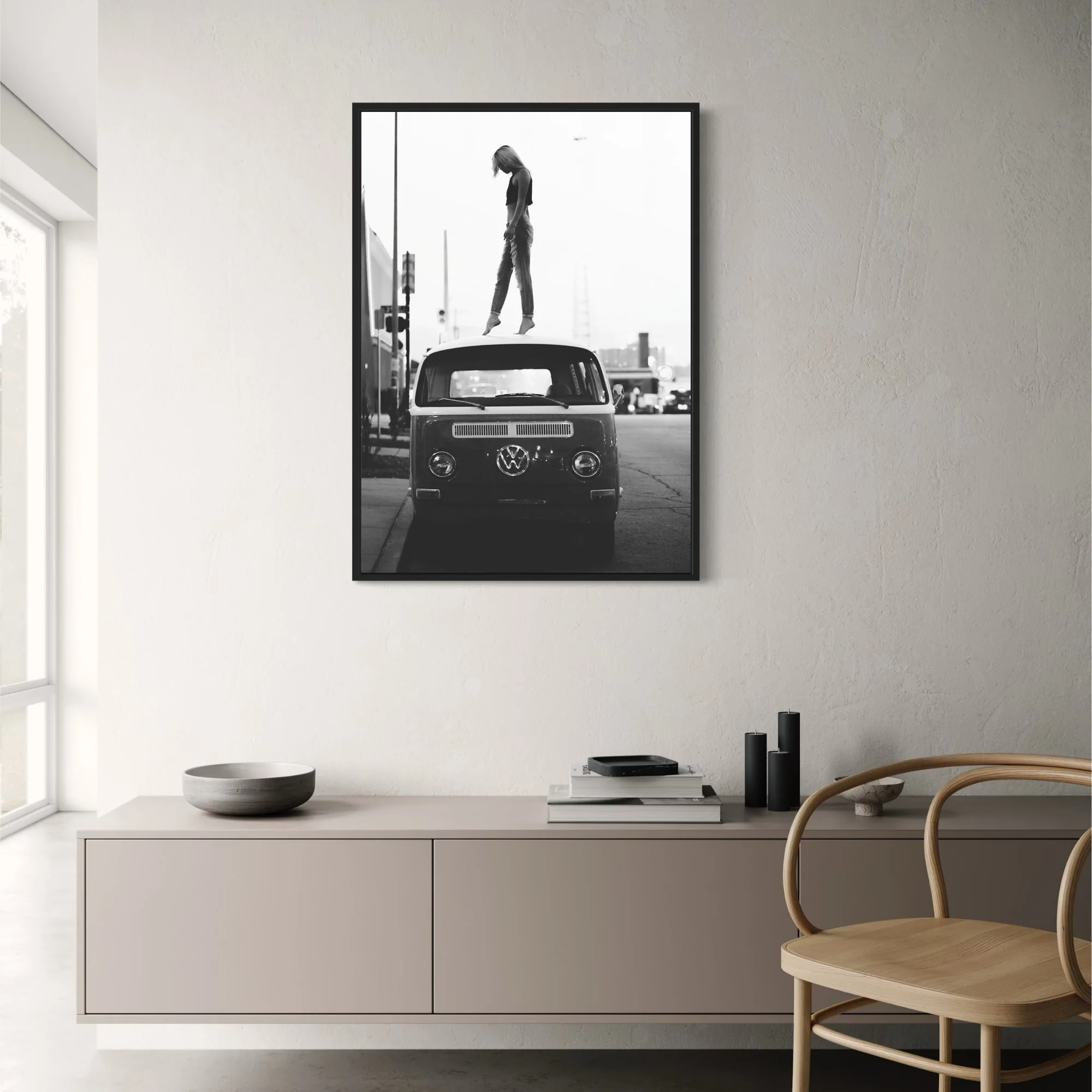 Vintage Style | Girl on Volkswagen | Retro Art - Image 2