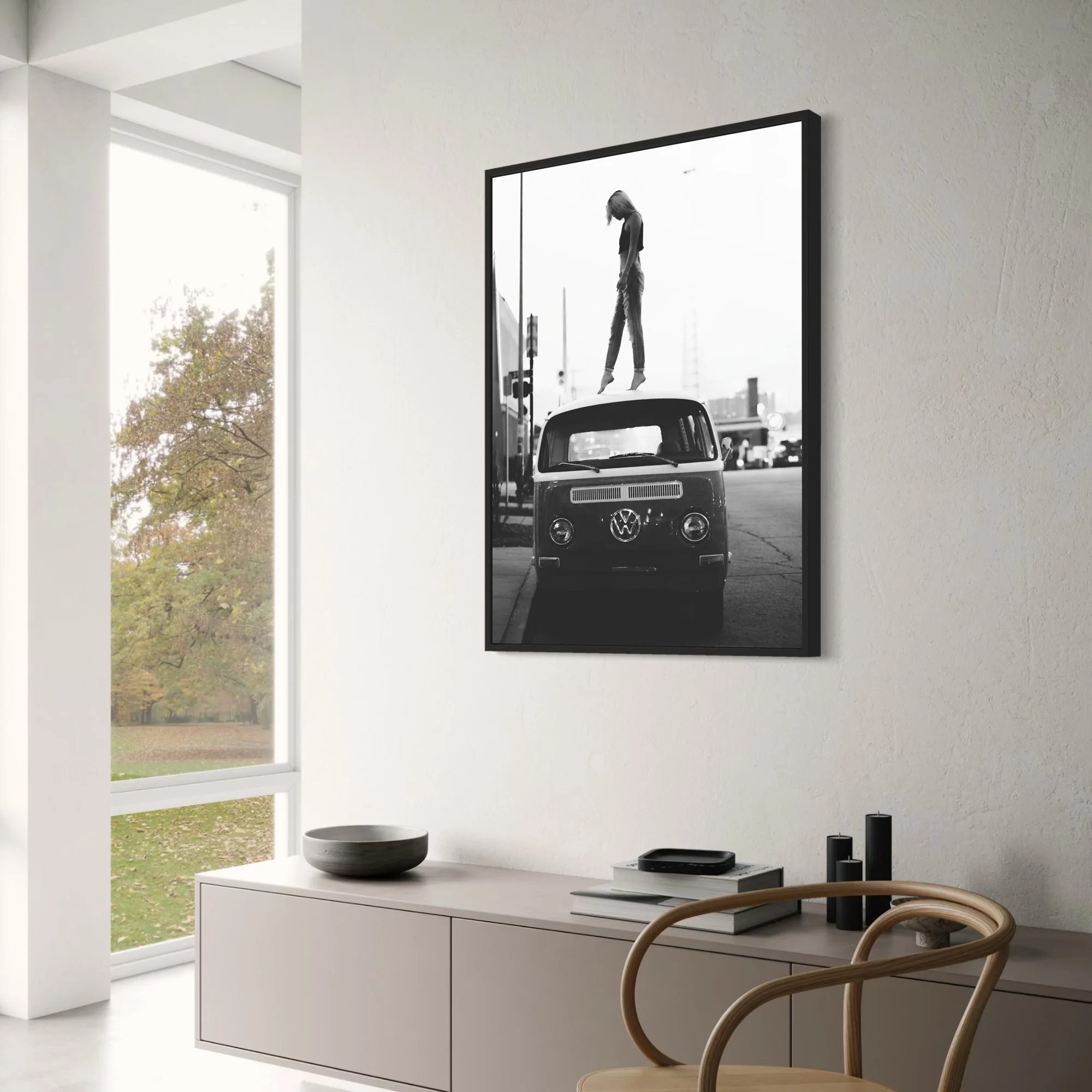 Vintage Style | Girl on Volkswagen | Retro Art - Image 3