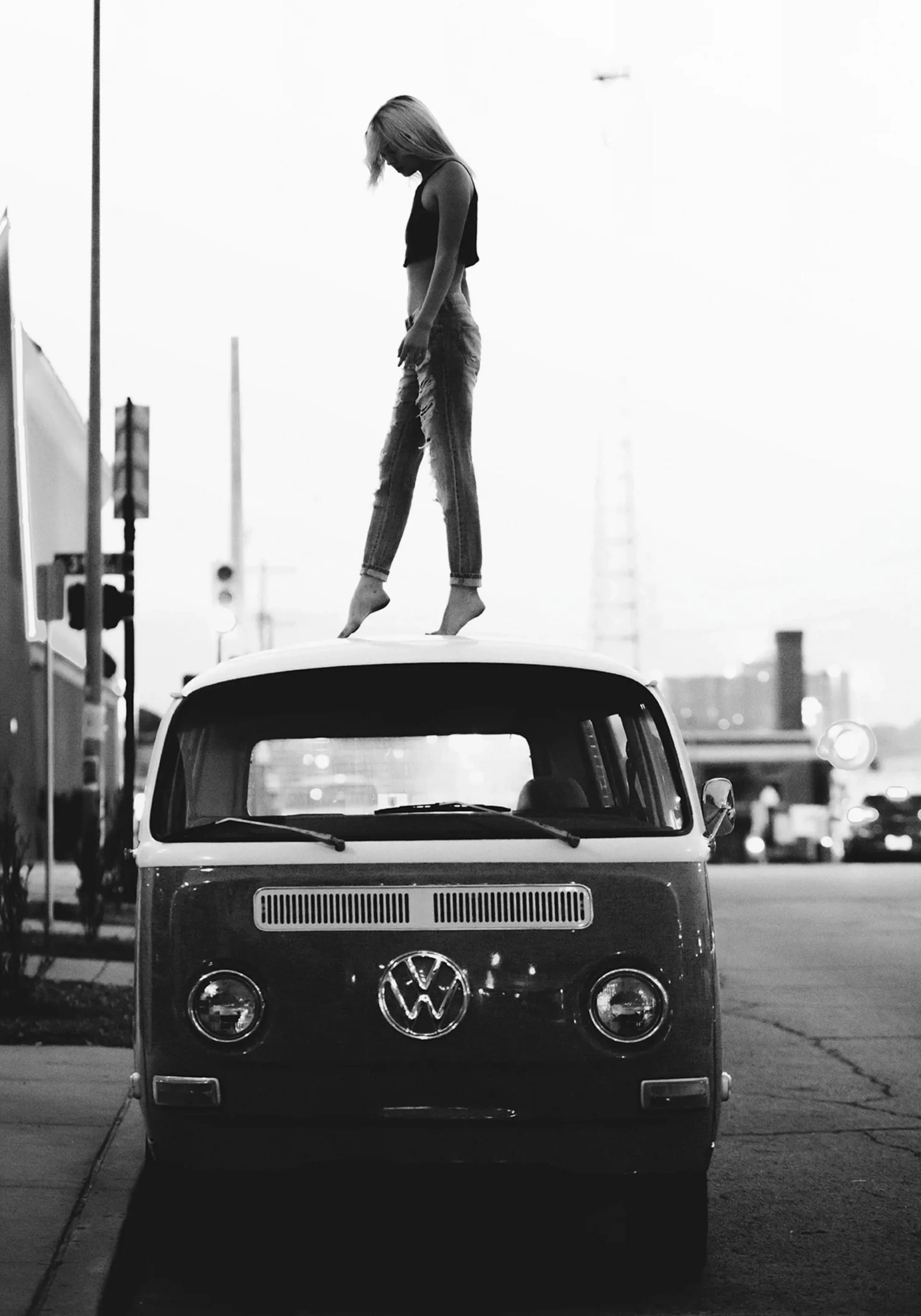Vintage Style | Girl on Volkswagen | Retro Art - Image 4
