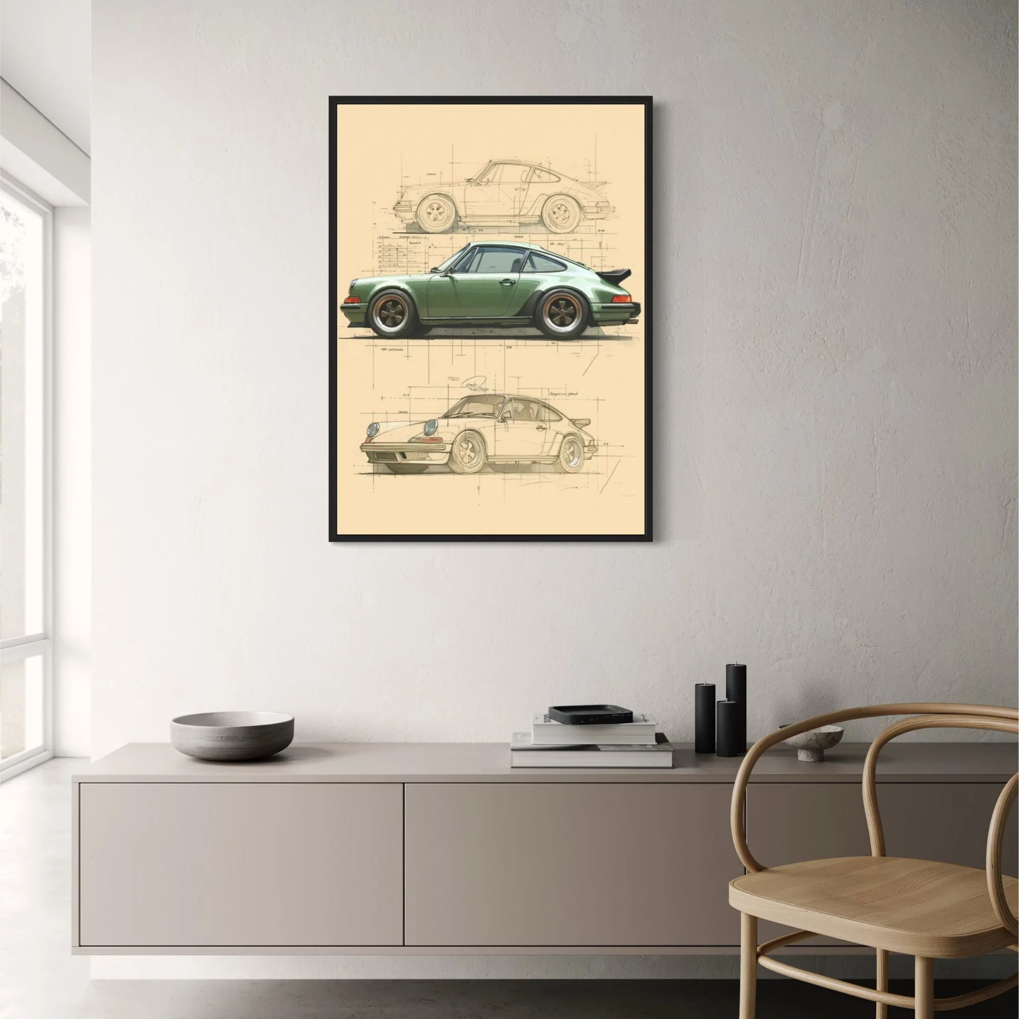 Porsche 911 | Vintage Blueprint Design - Image 2