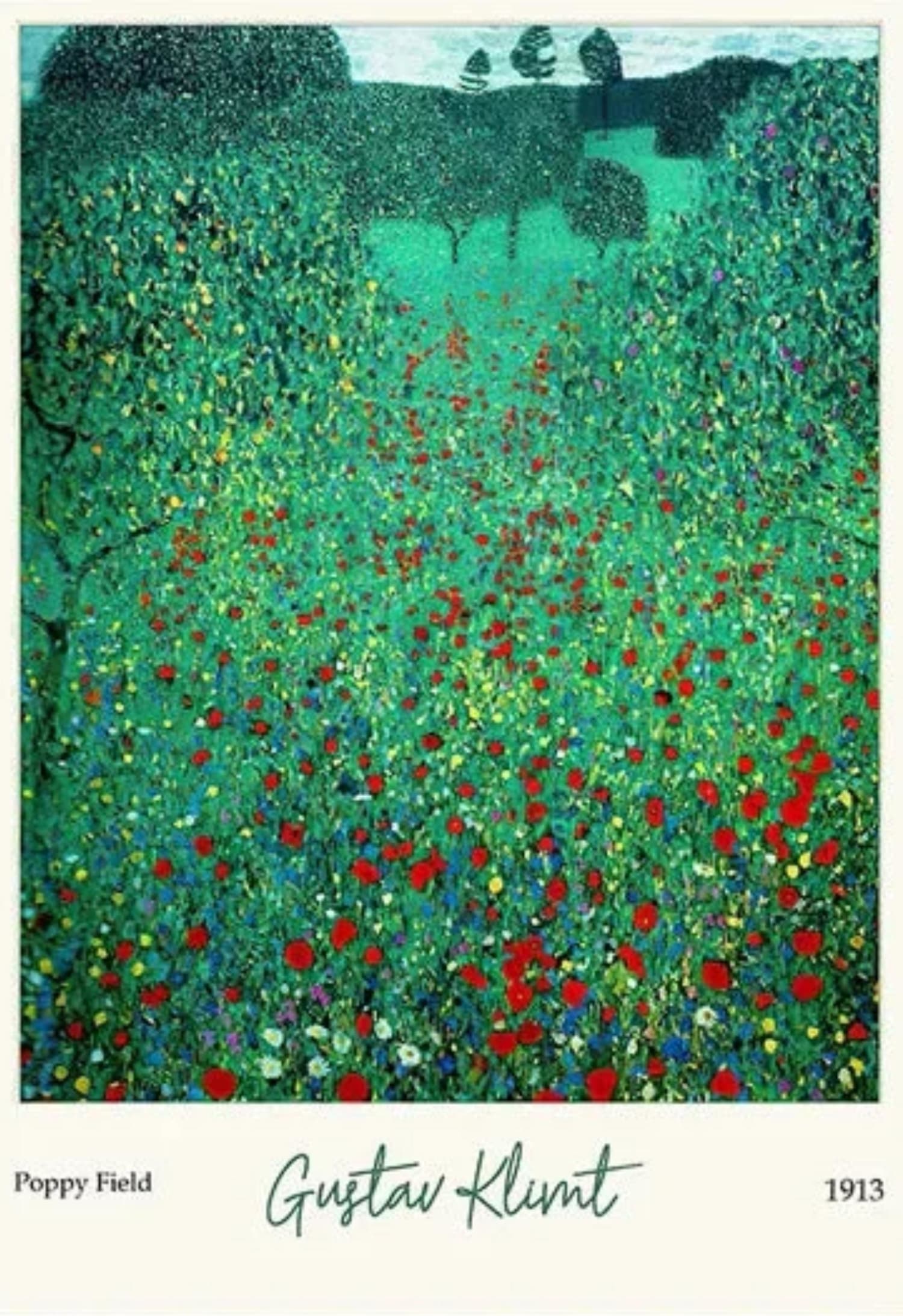 Klimt Poppy Field | Colorful Landscape - Image 4