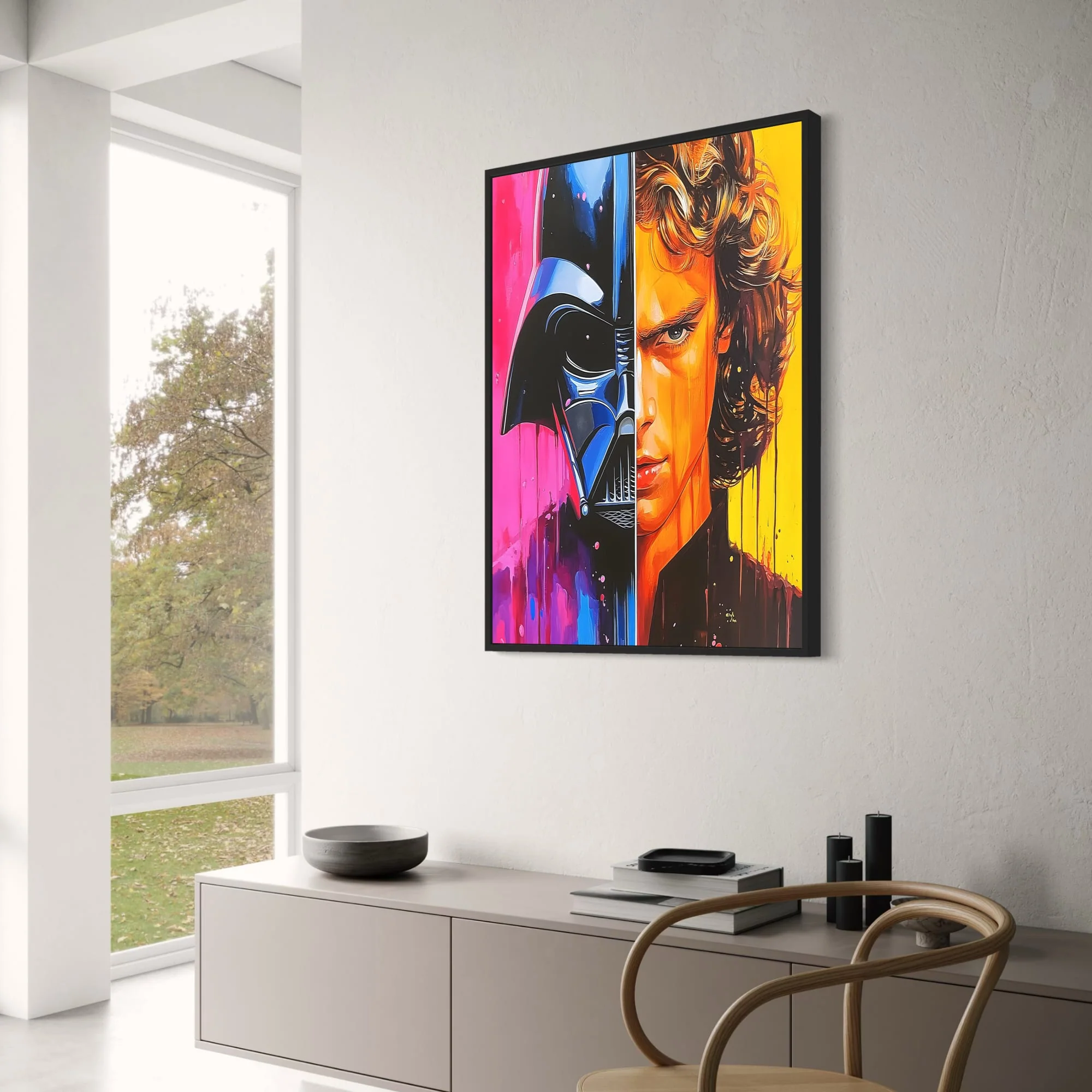 Half Darth Vader Helmet | Pink & Yellow Sci-Fi Art - Image 3