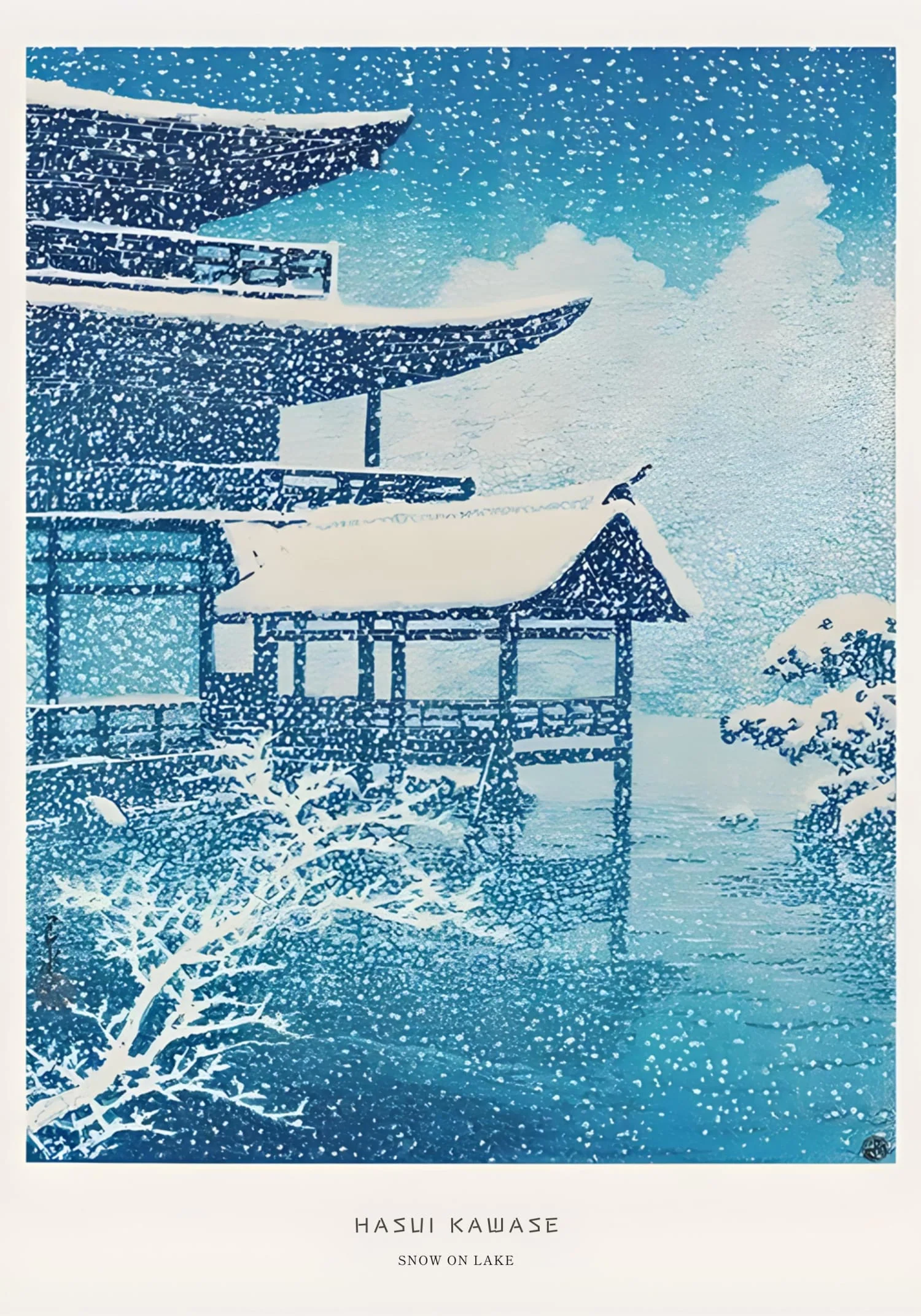Hasui Kawase | Snow on Lake | Vintage Ukiyo-e Winter Landscape - Image 4