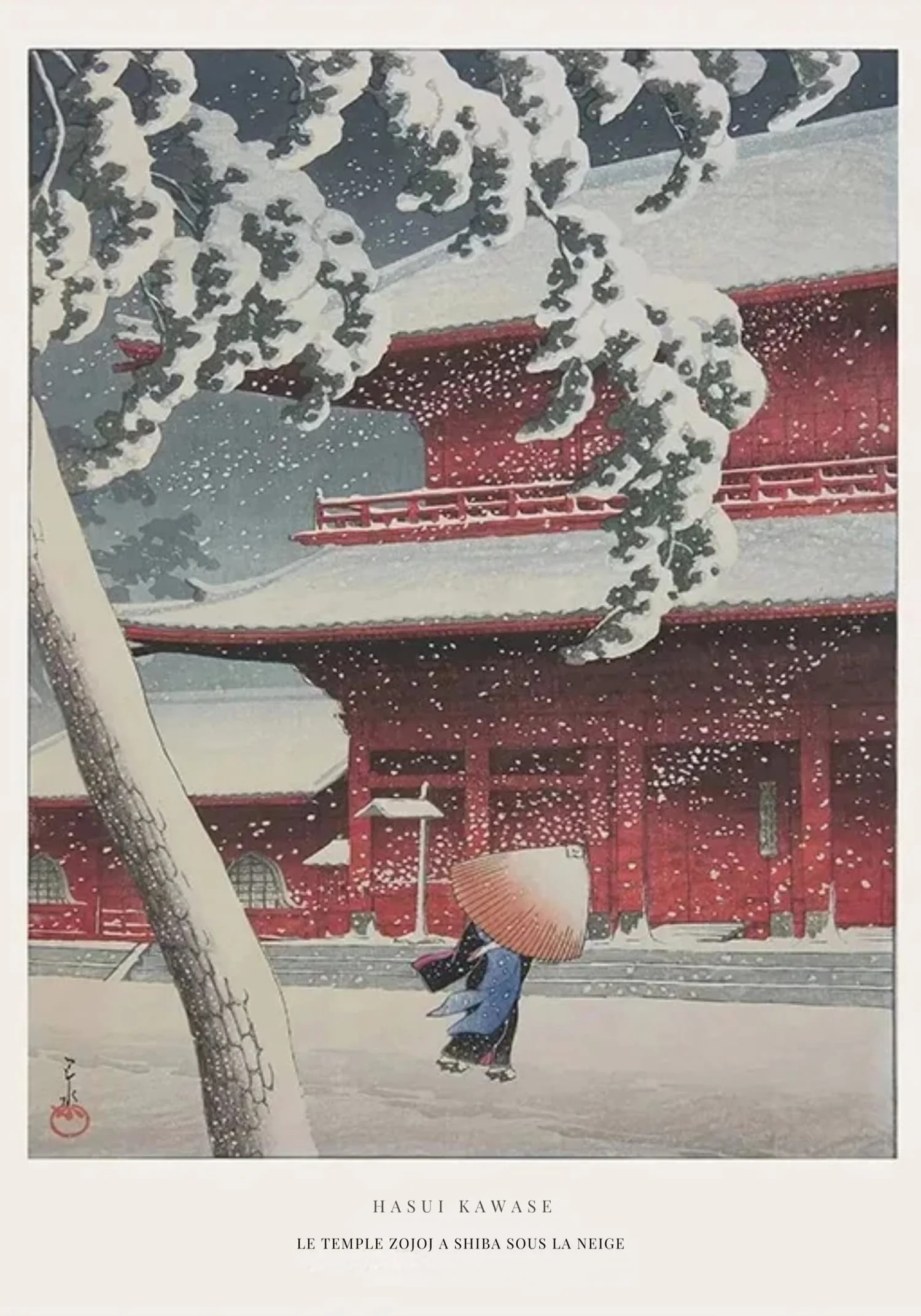 Hasui Kawase | Zojoji Temple in Snow | Ukiyo-e Vintage - Image 4