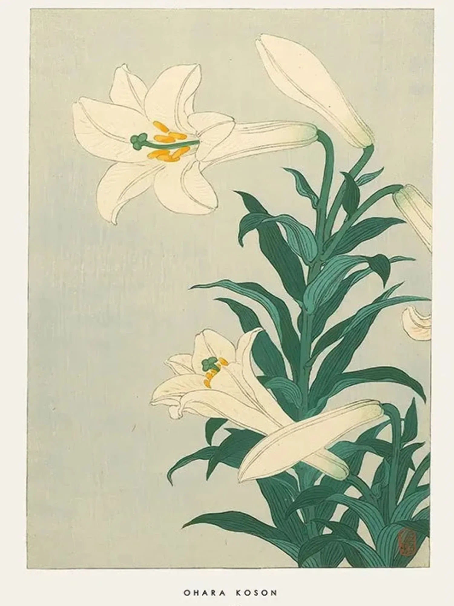 Ohara Koson | Japanese Ukiyo-e | Lilies Artwork - Image 4