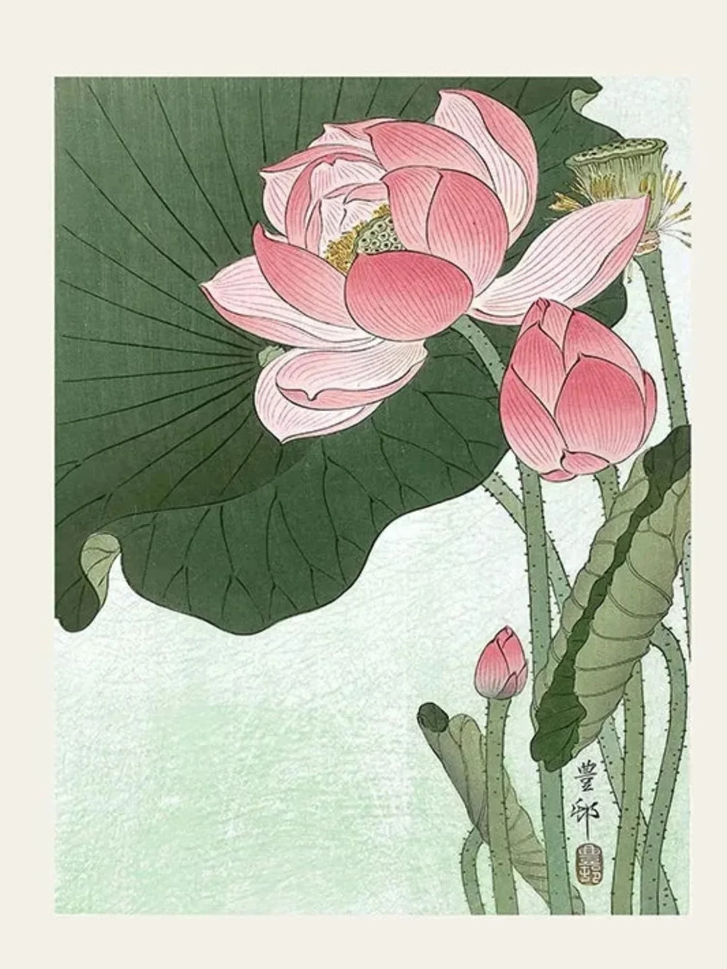 Ohara Koson Lotus Flower | Japanese Ukiyo-e Art - Image 4