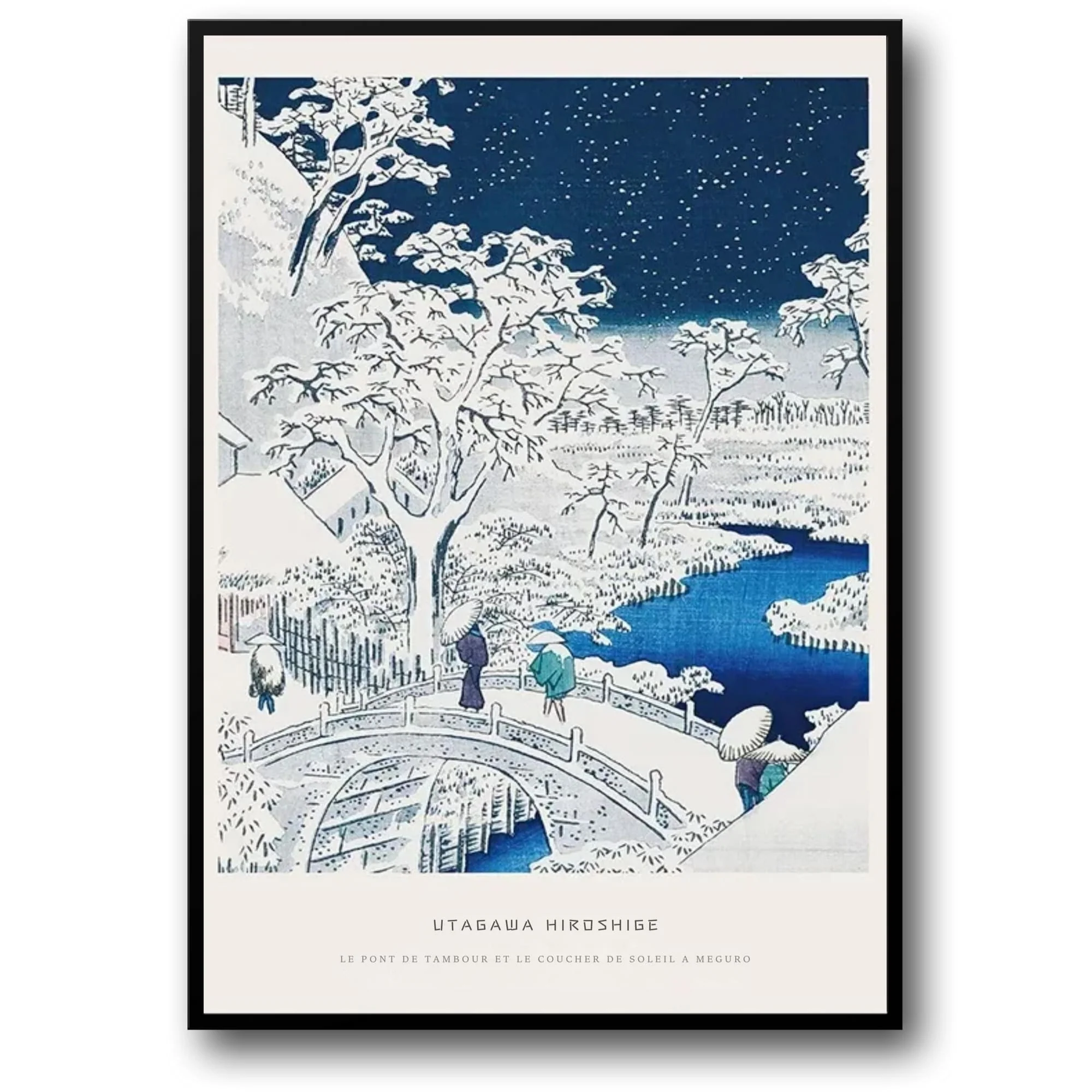 Hiroshige Ukiyo-e | Drum Bridge at Sunset