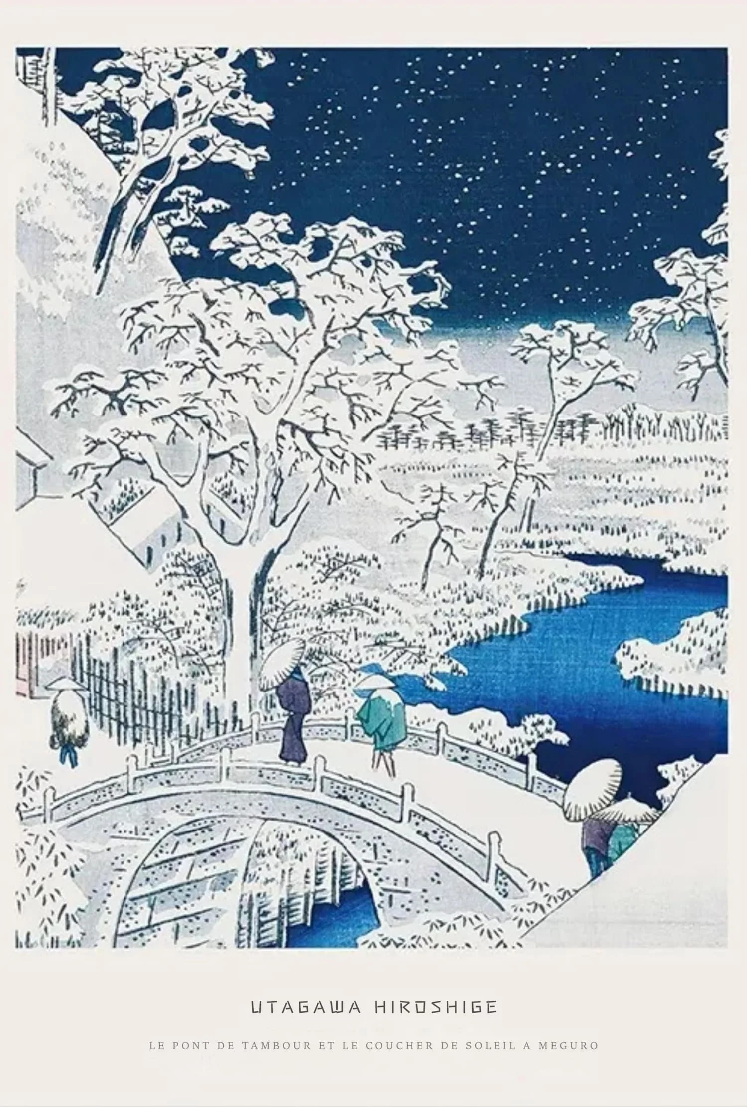 Hiroshige Ukiyo-e | Drum Bridge at Sunset - Image 4
