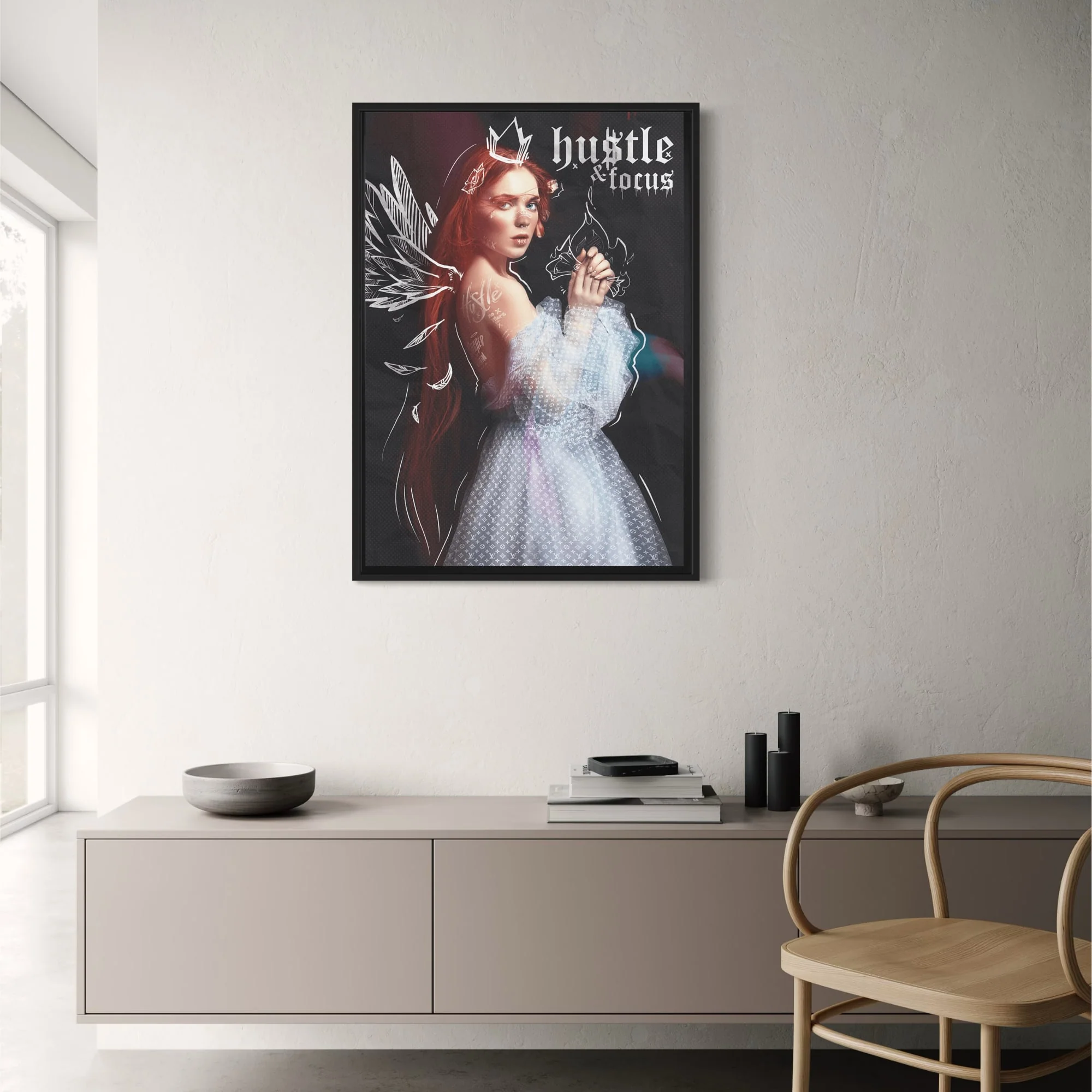 Hustle and Focus | Motivational Typography | Modern Office Decor - Image 2