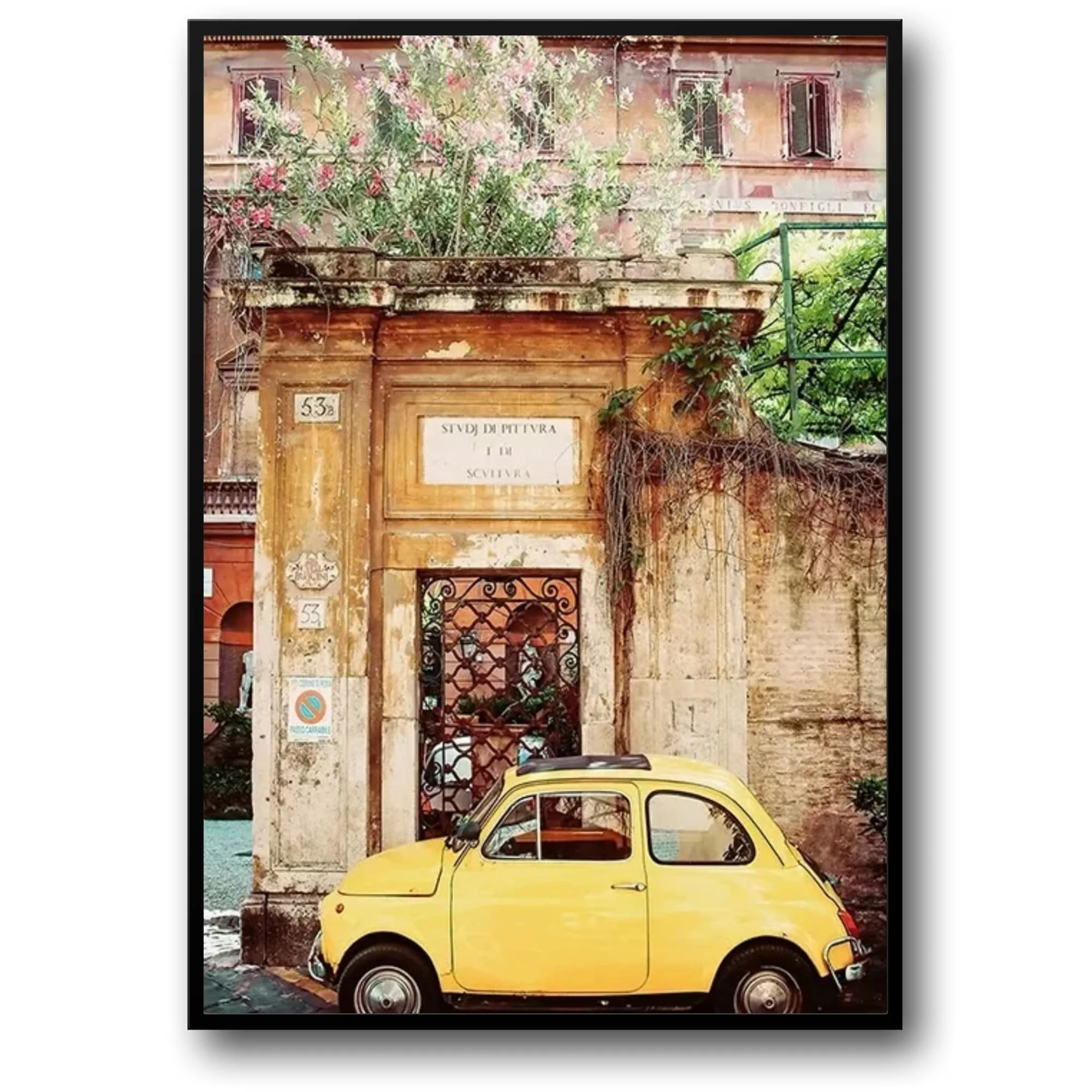 Yellow Fiat 500 | Vintage Italian Scene