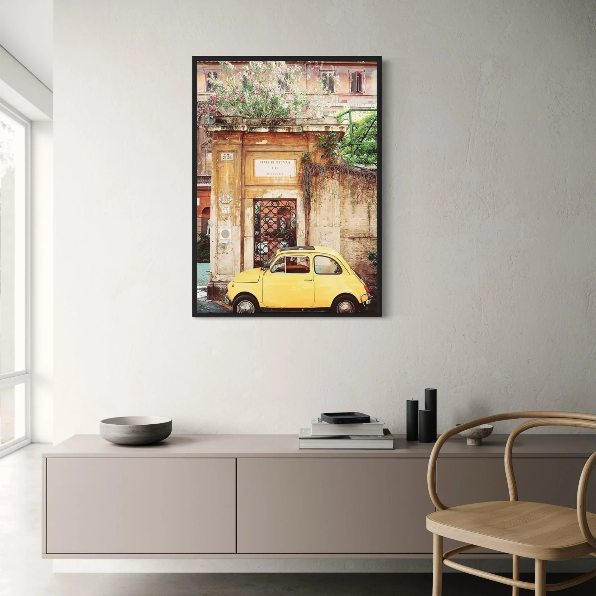 Yellow Fiat 500 | Vintage Italian Scene - Image 2