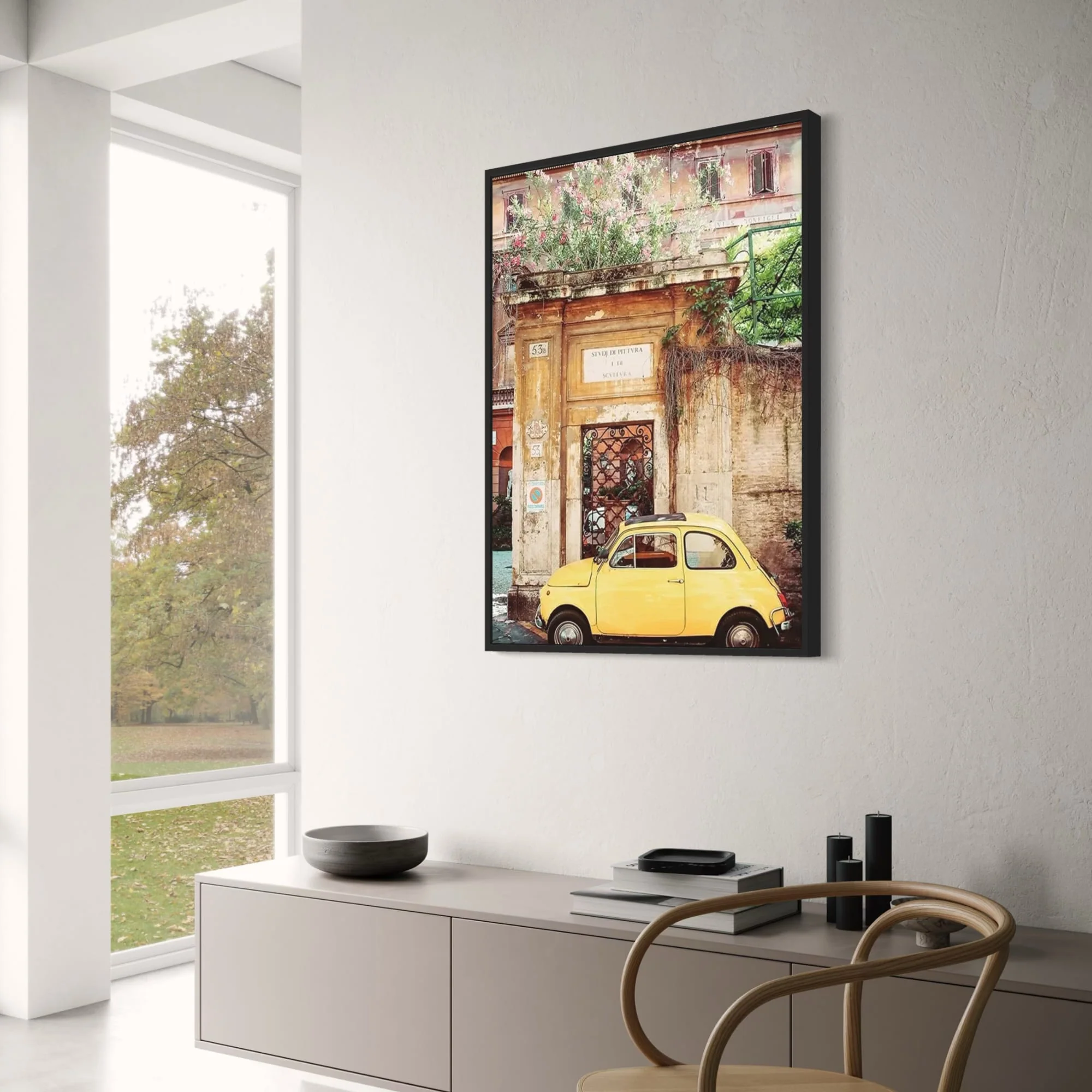 Yellow Fiat 500 | Vintage Italian Scene - Image 3