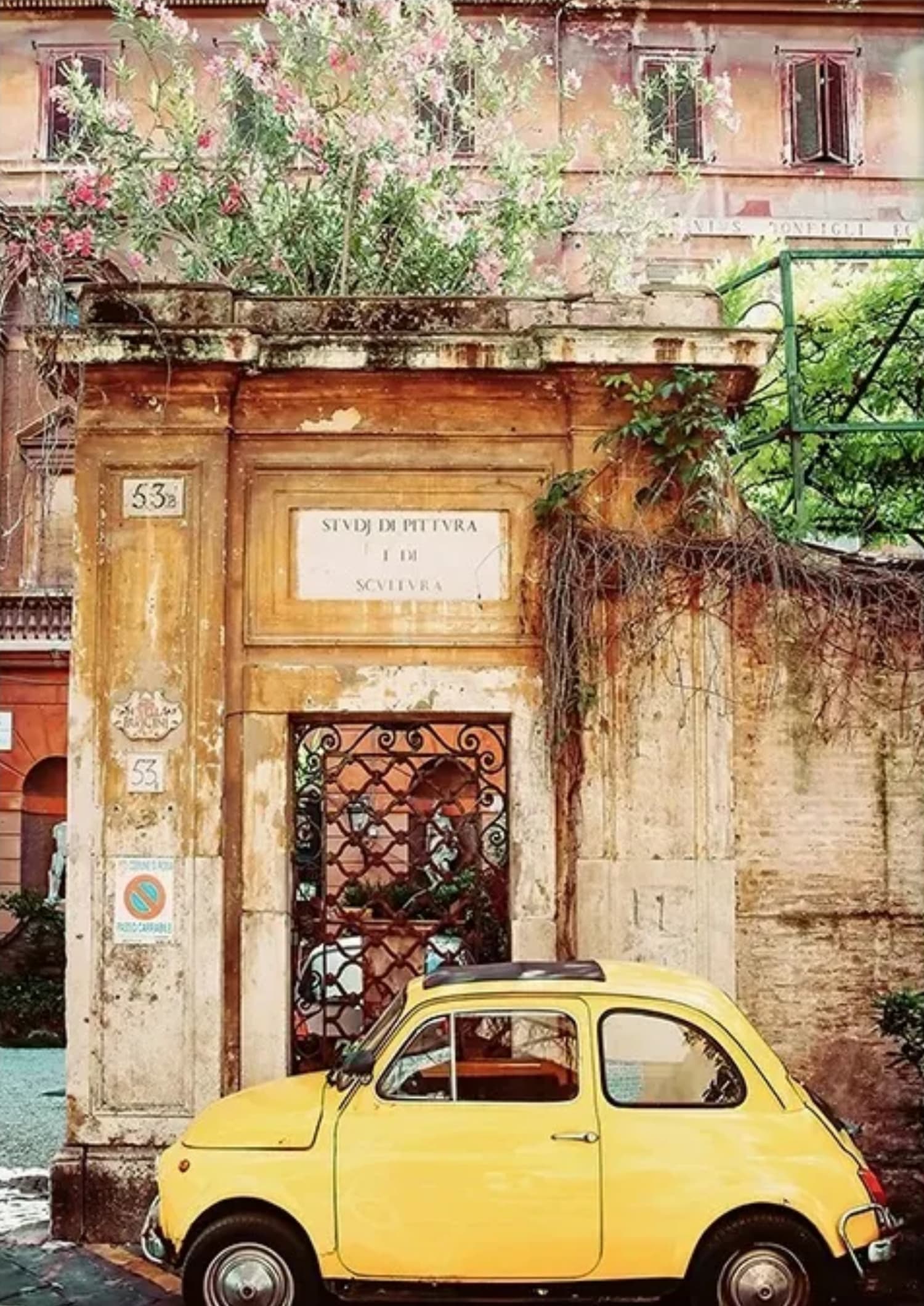 Yellow Fiat 500 | Vintage Italian Scene - Image 4
