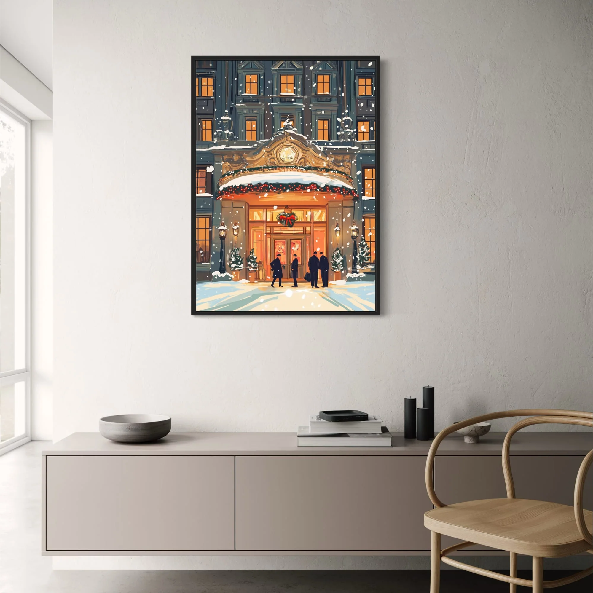 Winter Holiday Scene | Festive Hotel Entrance - Image 2
