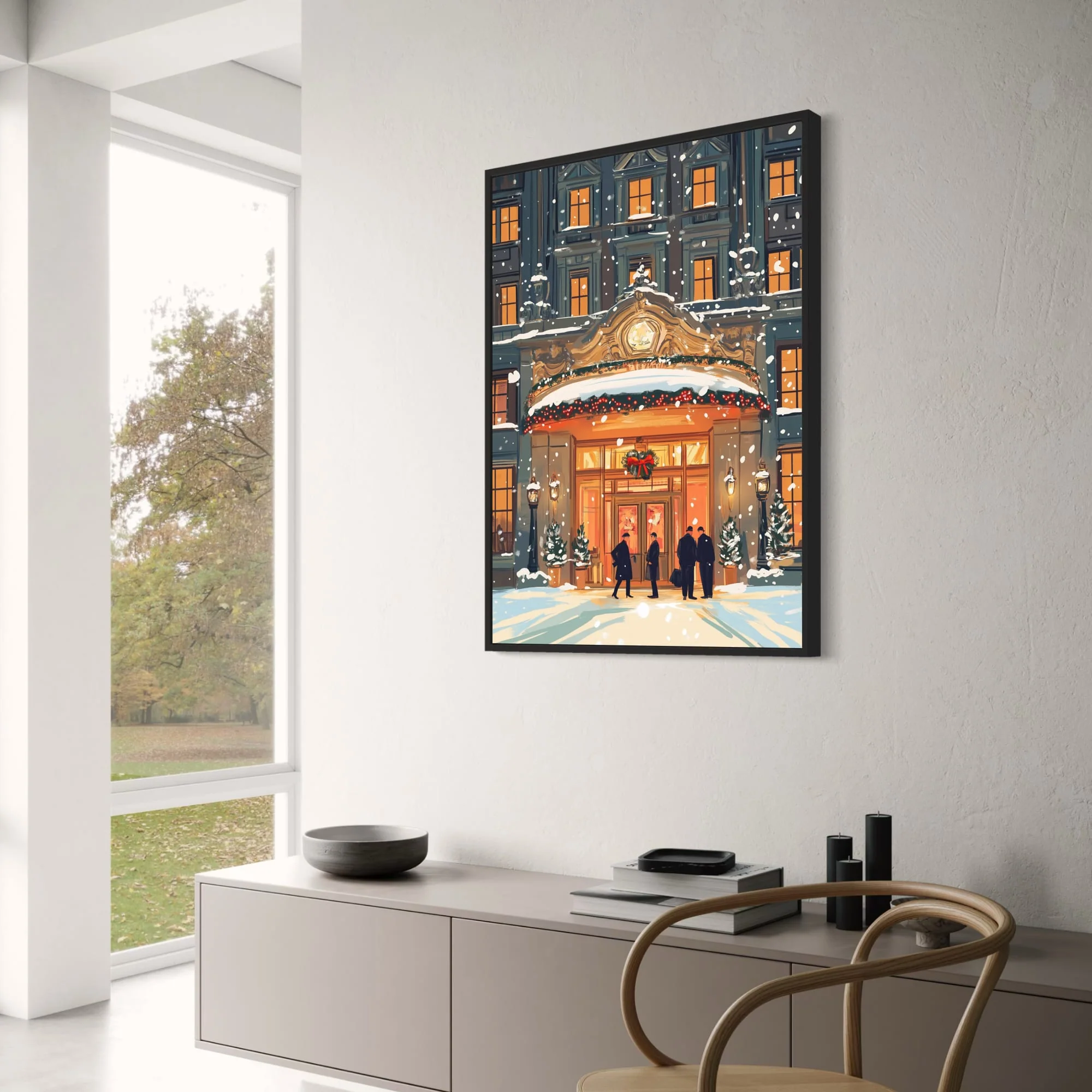 Winter Holiday Scene | Festive Hotel Entrance - Image 3