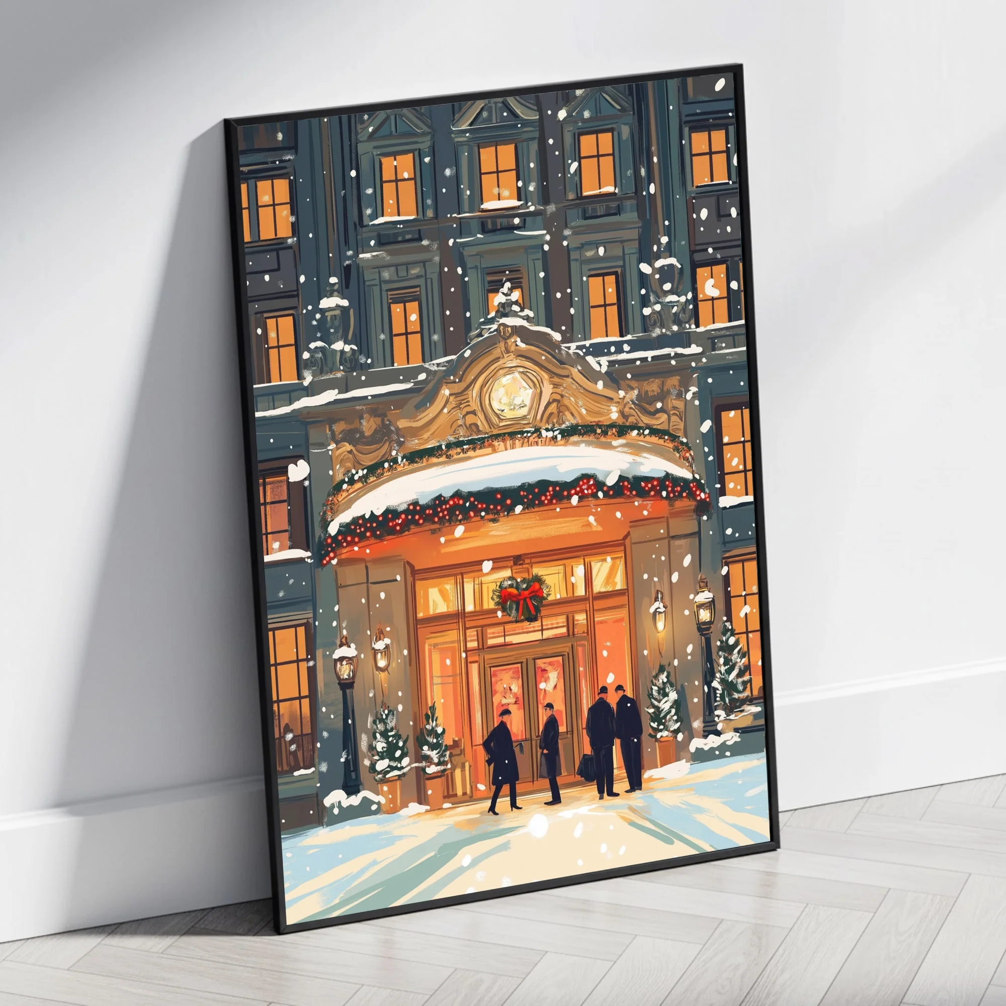 Winter Holiday Scene | Festive Hotel Entrance - Image 4