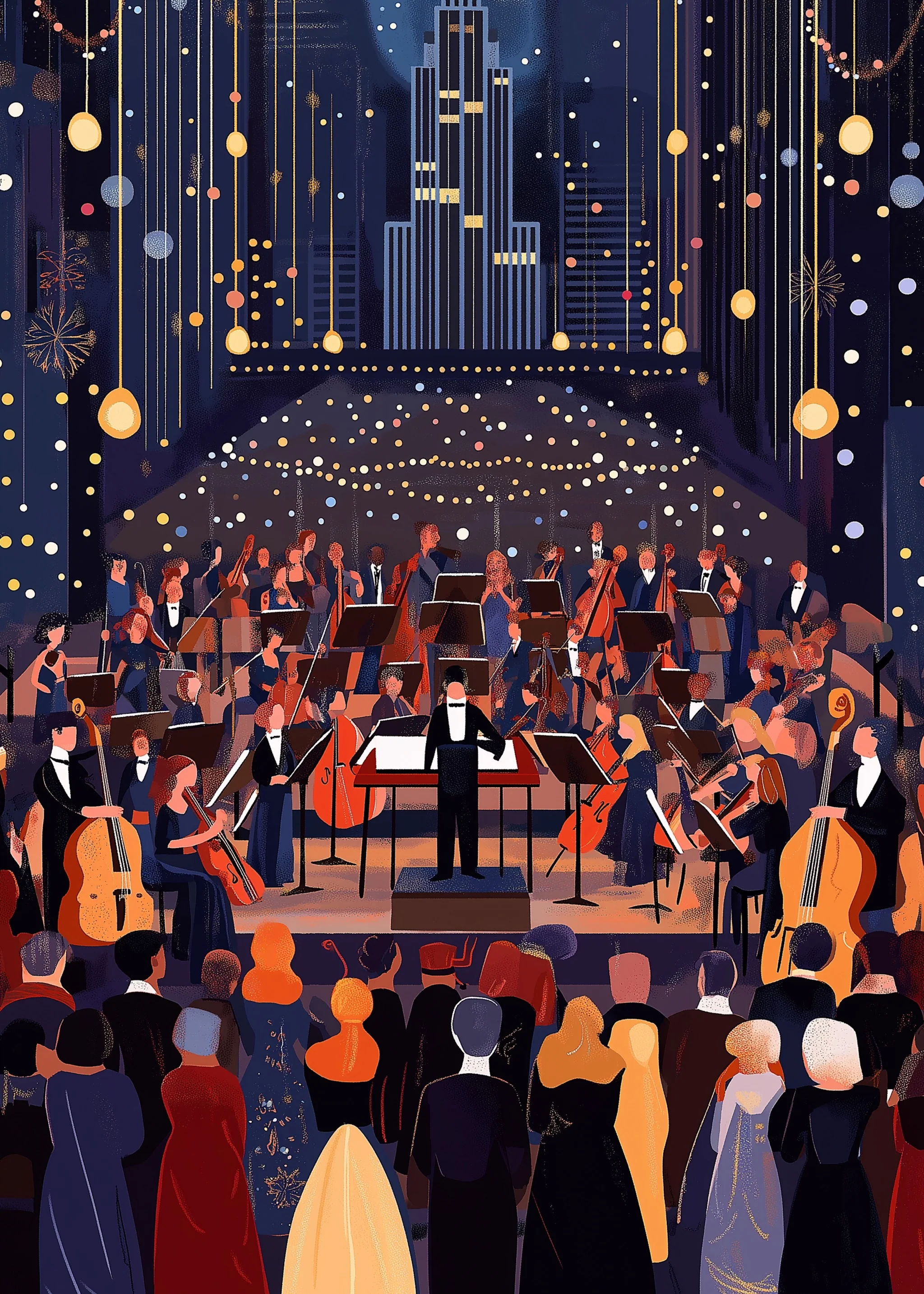 Majestic Nighttime Symphony | Classical Musicians Illustration - Image 5