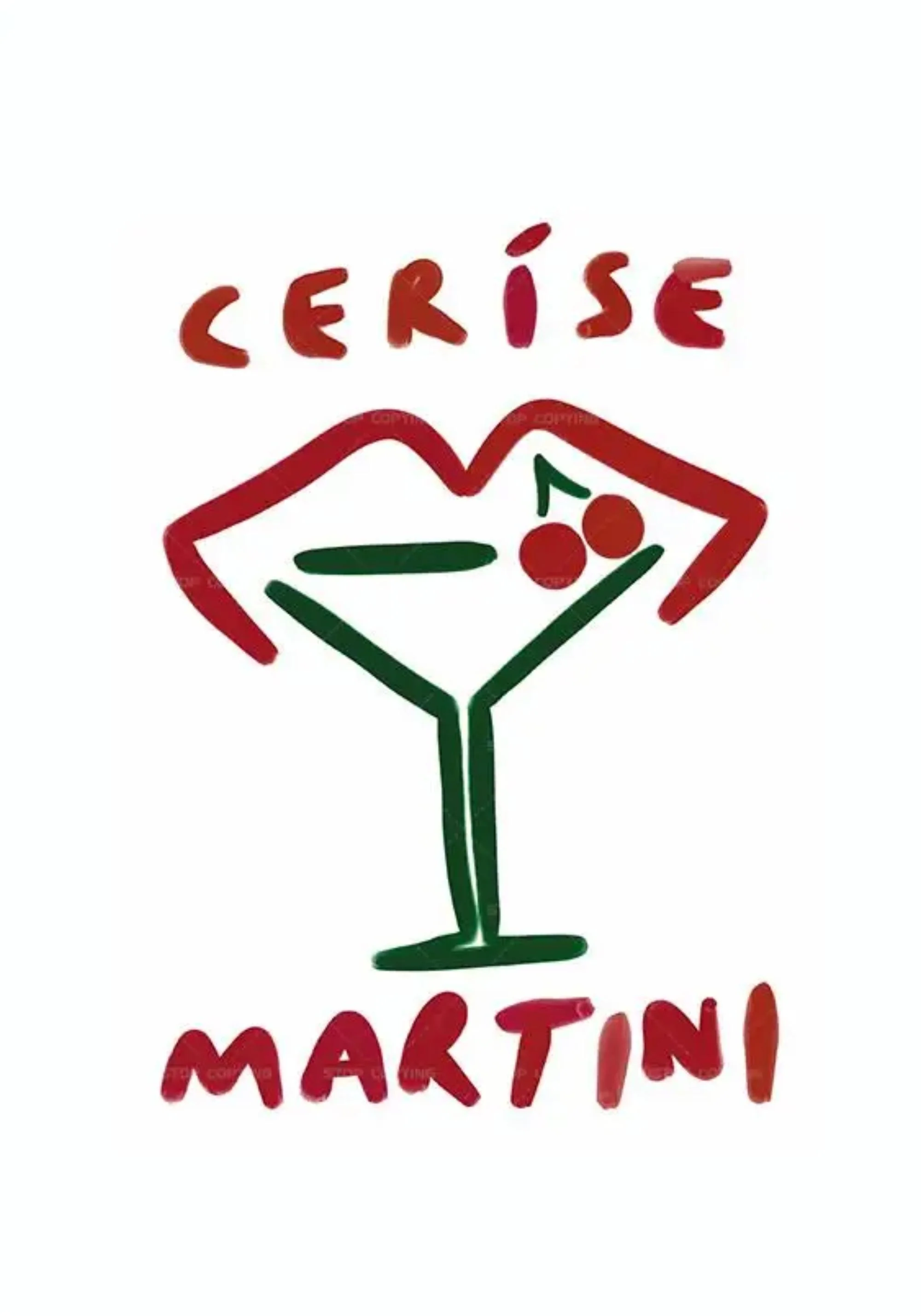 Cerise Martini | Minimalistic Cocktail Artwork - Image 3