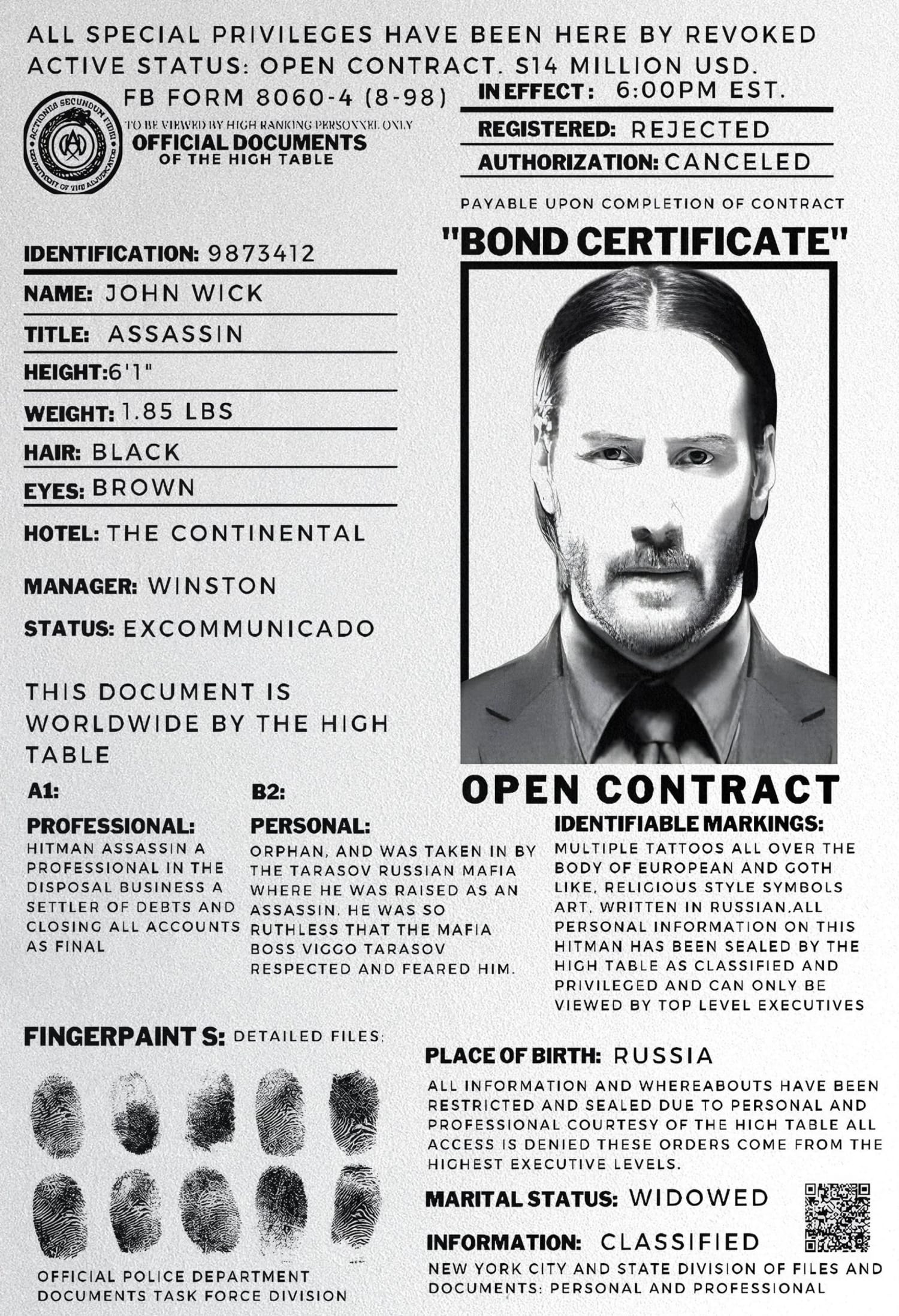 John Wick Movie Poster | Open Contract - Image 4