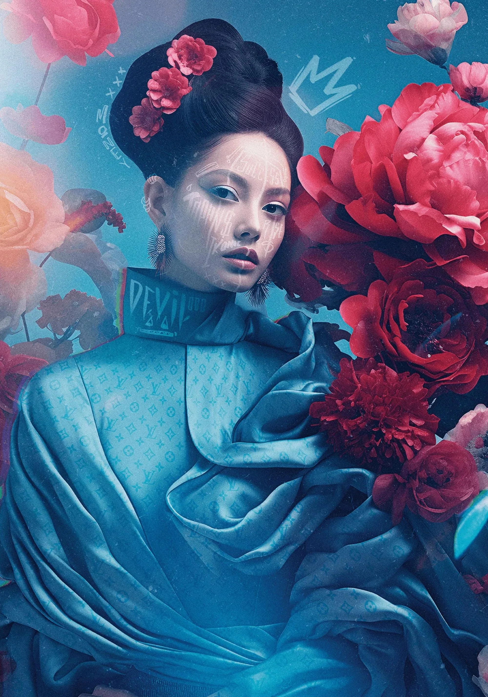 Oriental Blossom | Vibrant Floral Art - Image 5