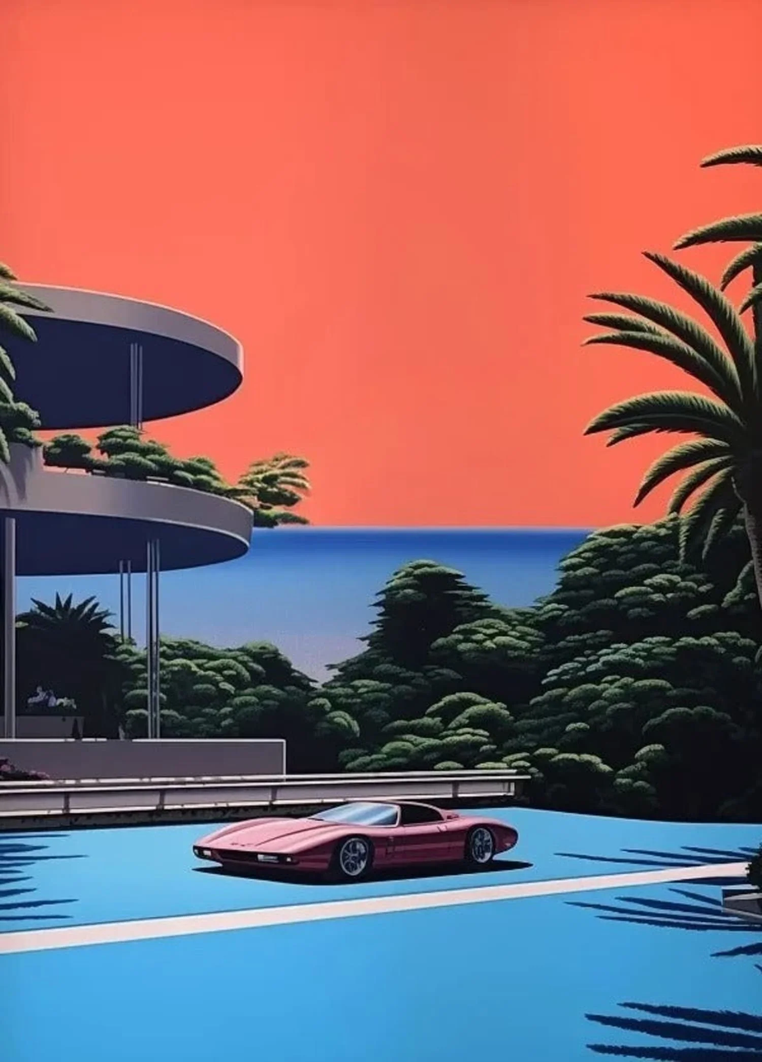 Retro Vaporwave Cityscape | Hiroshi Nagai | Japanese Tropical Beach - Image 4