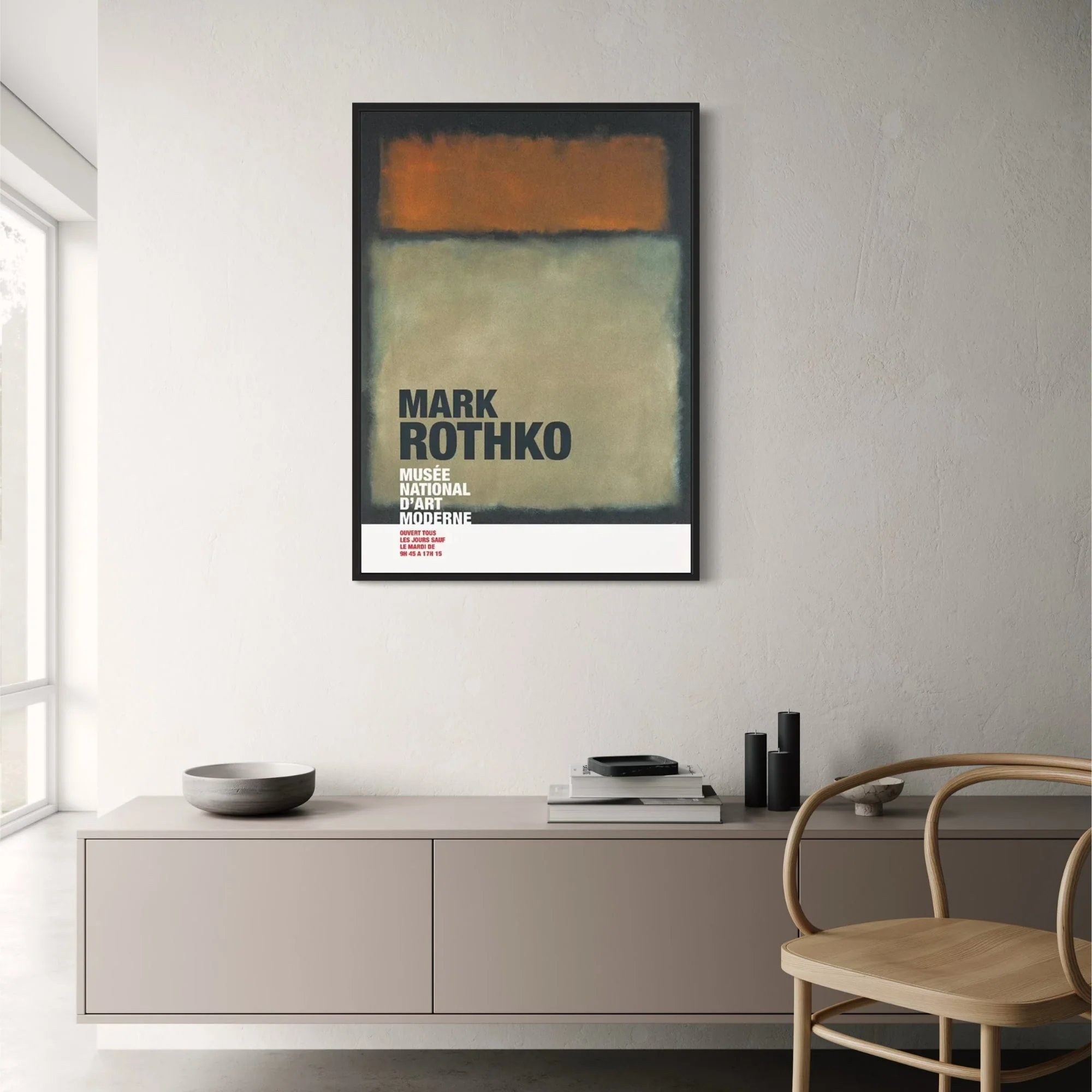 Mark Rothko Abstract | Creme & Red on Black | Modern Art - Image 2