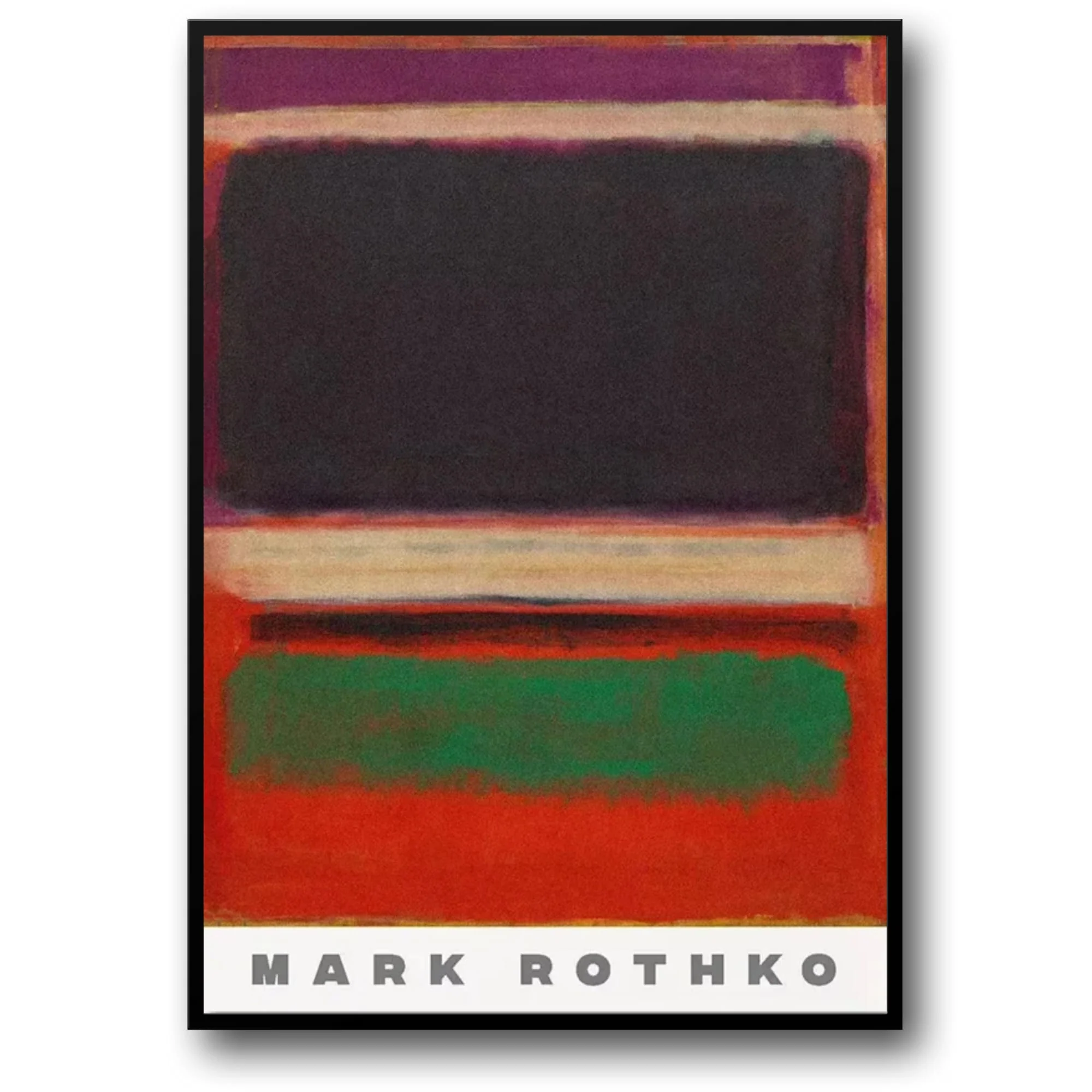 Mark Rothko | Abstract Art | Magenta, Black & Green on Orange