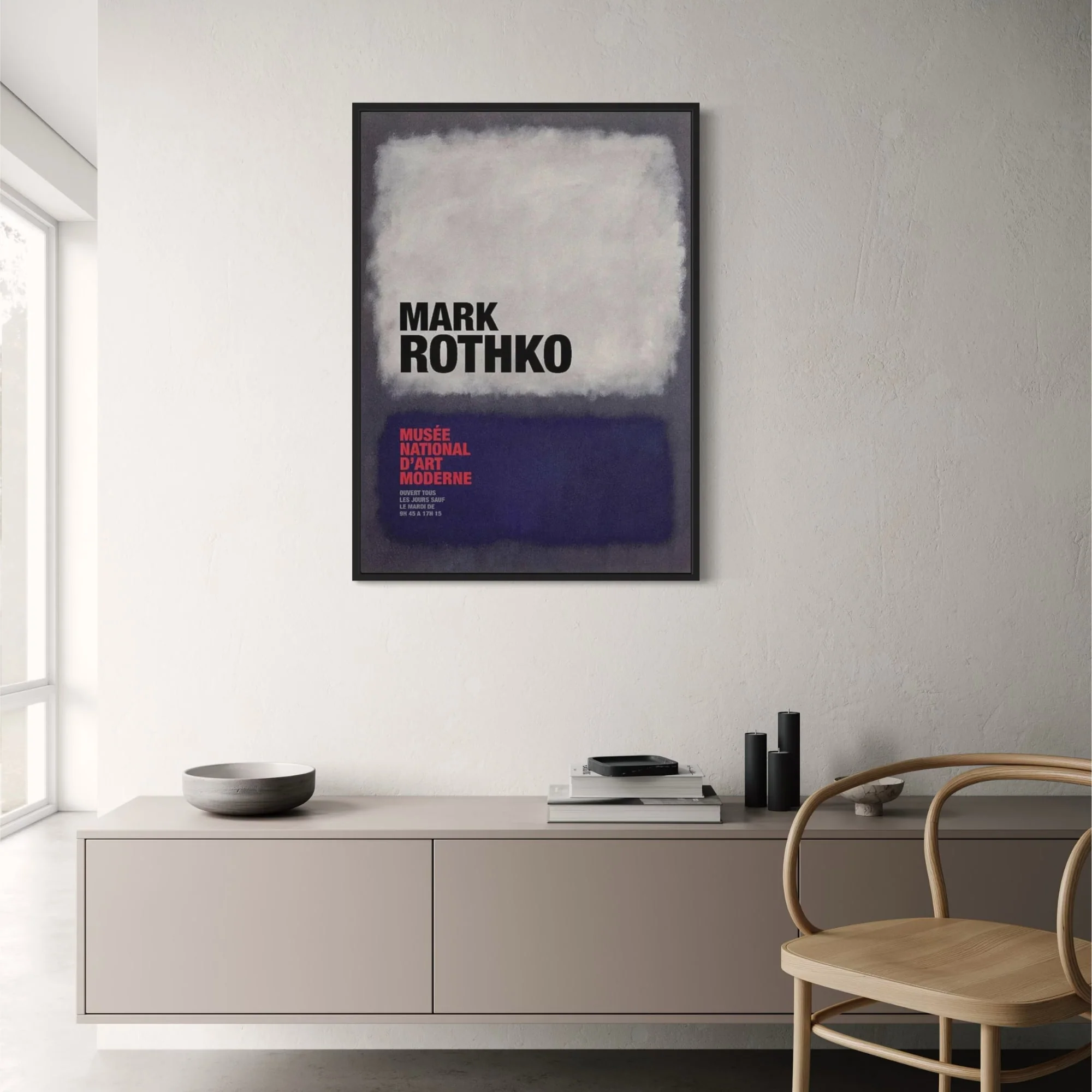 Mark Rothko | White & Navy on Grey | Modern Abstract - Image 2