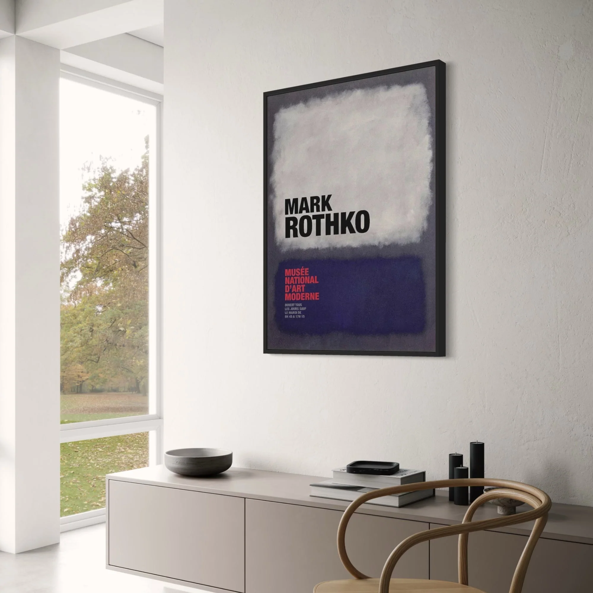 Mark Rothko | White & Navy on Grey | Modern Abstract - Image 3