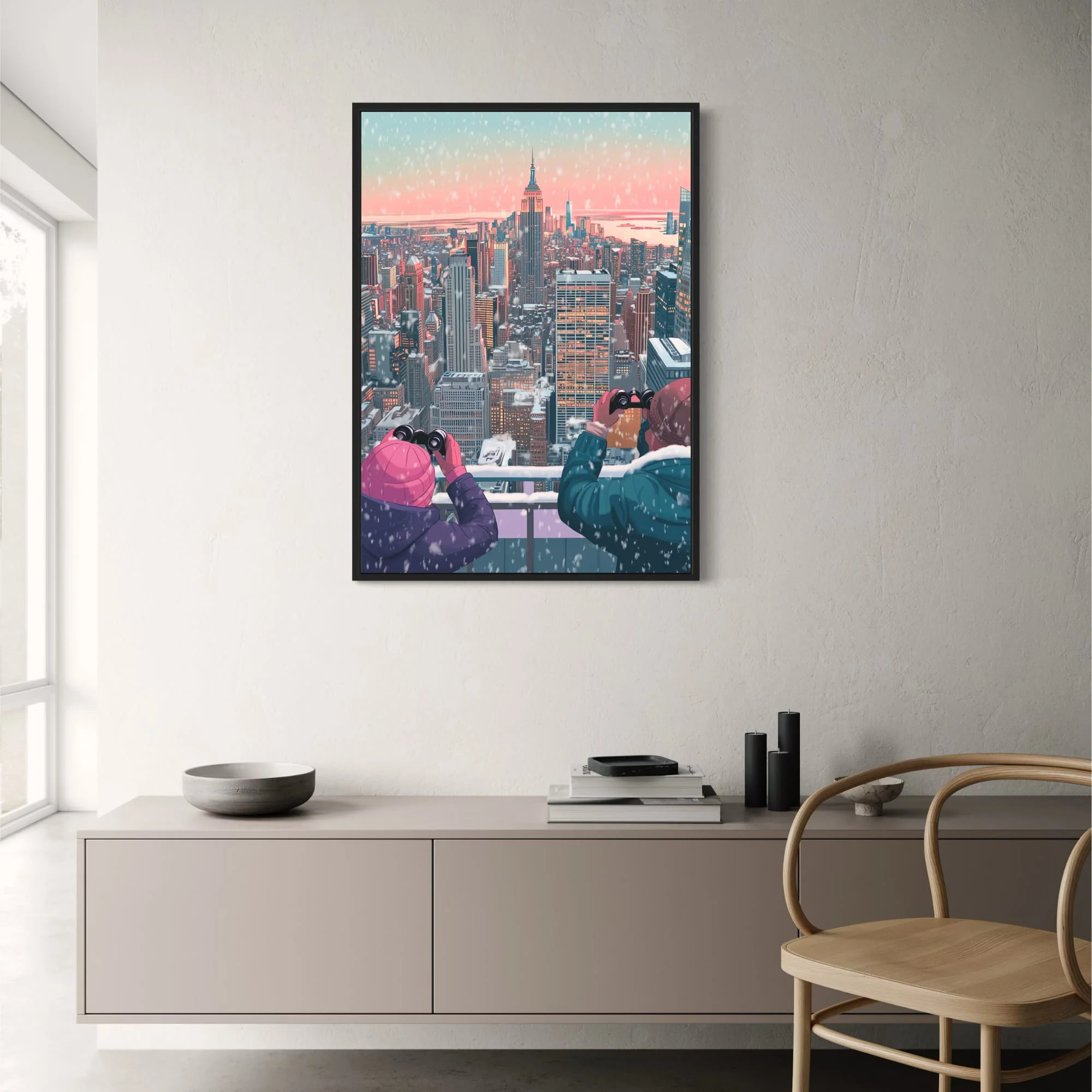 Winter Cityscape | Snowfall | Dual Figures - Image 2