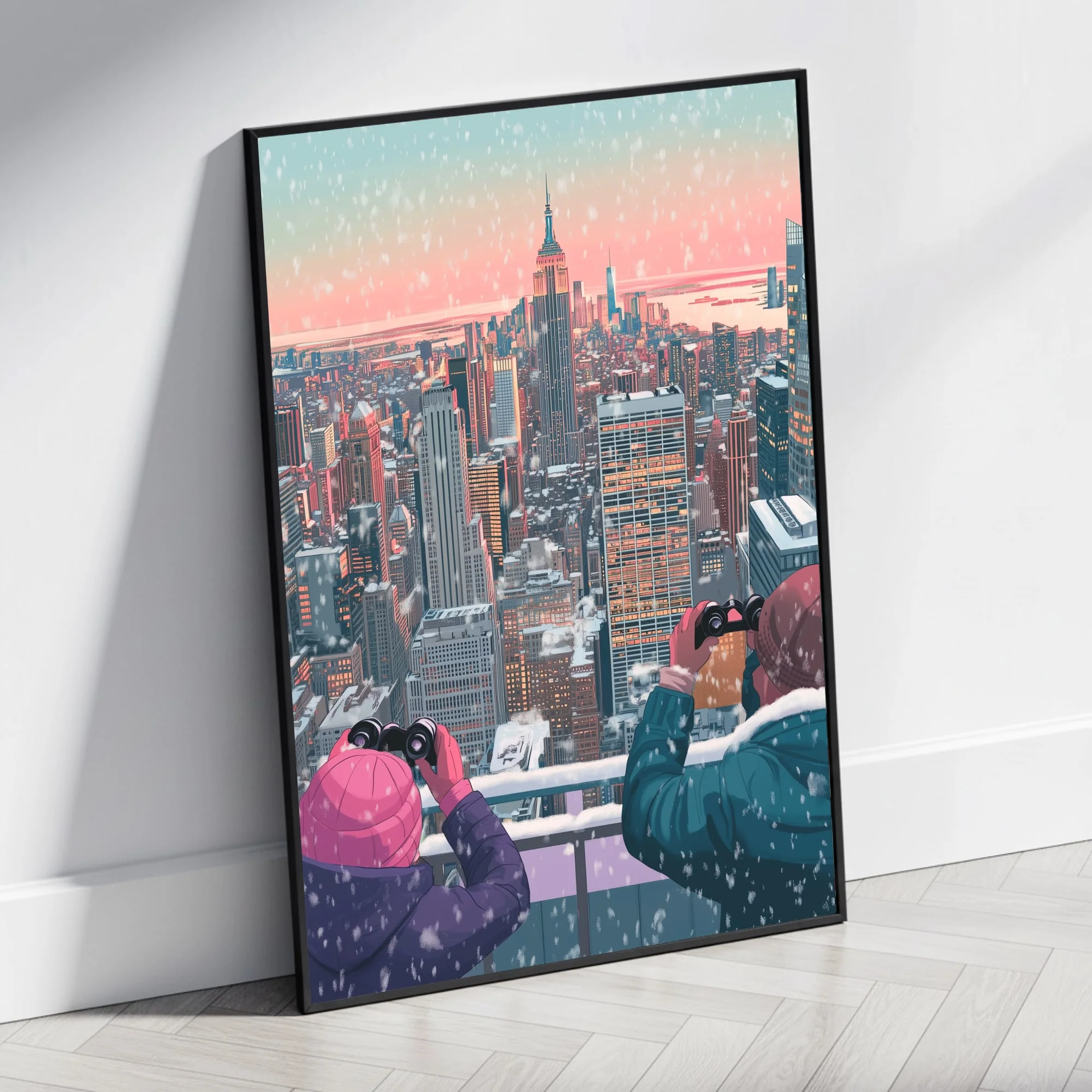 Winter Cityscape | Snowfall | Dual Figures - Image 4