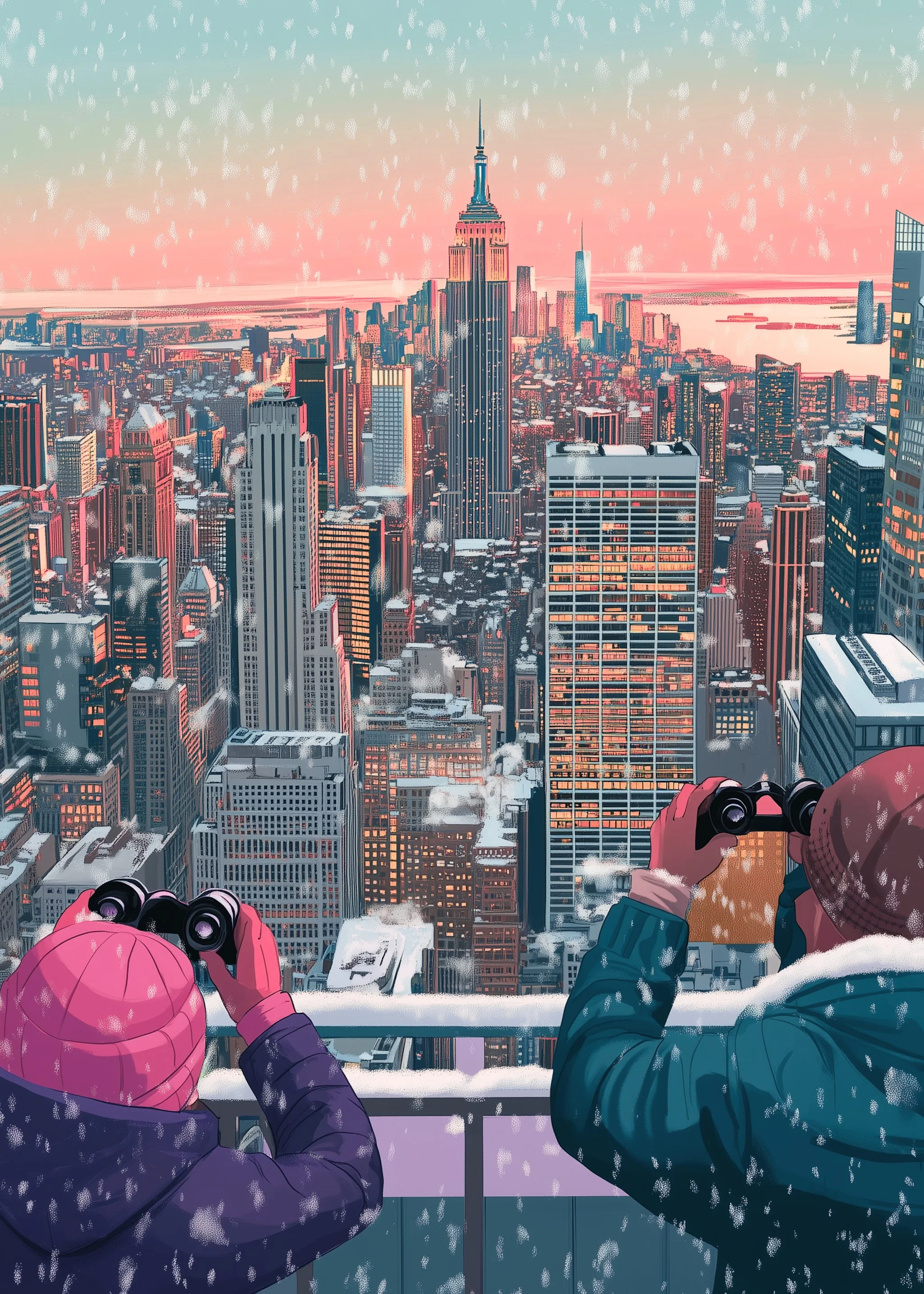 Winter Cityscape | Snowfall | Dual Figures - Image 5