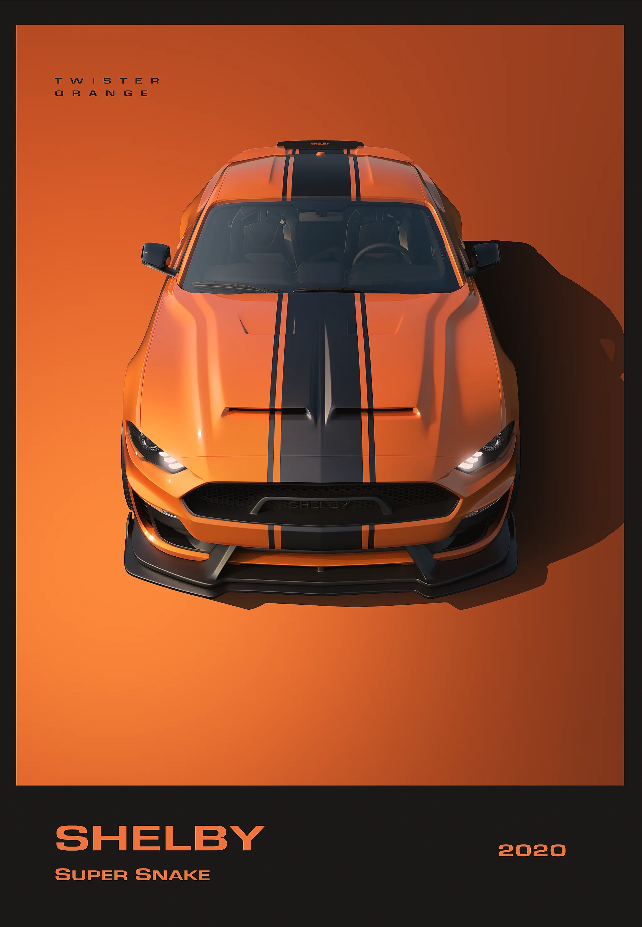 Shelby Super Snake | Twister Orange Muscle Car | Black Stripes - Image 4